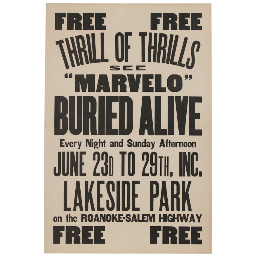 Advertisement Poster for Magician "Marvelo", Early to Mid 20th Century