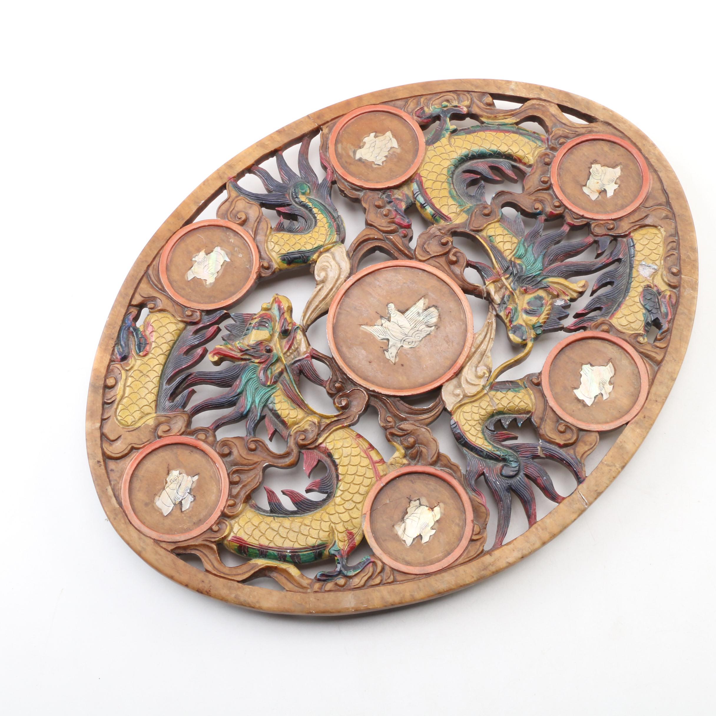 Chinese Hand-Carved Soapstone and Mother of Pearl Dragon Tea Set