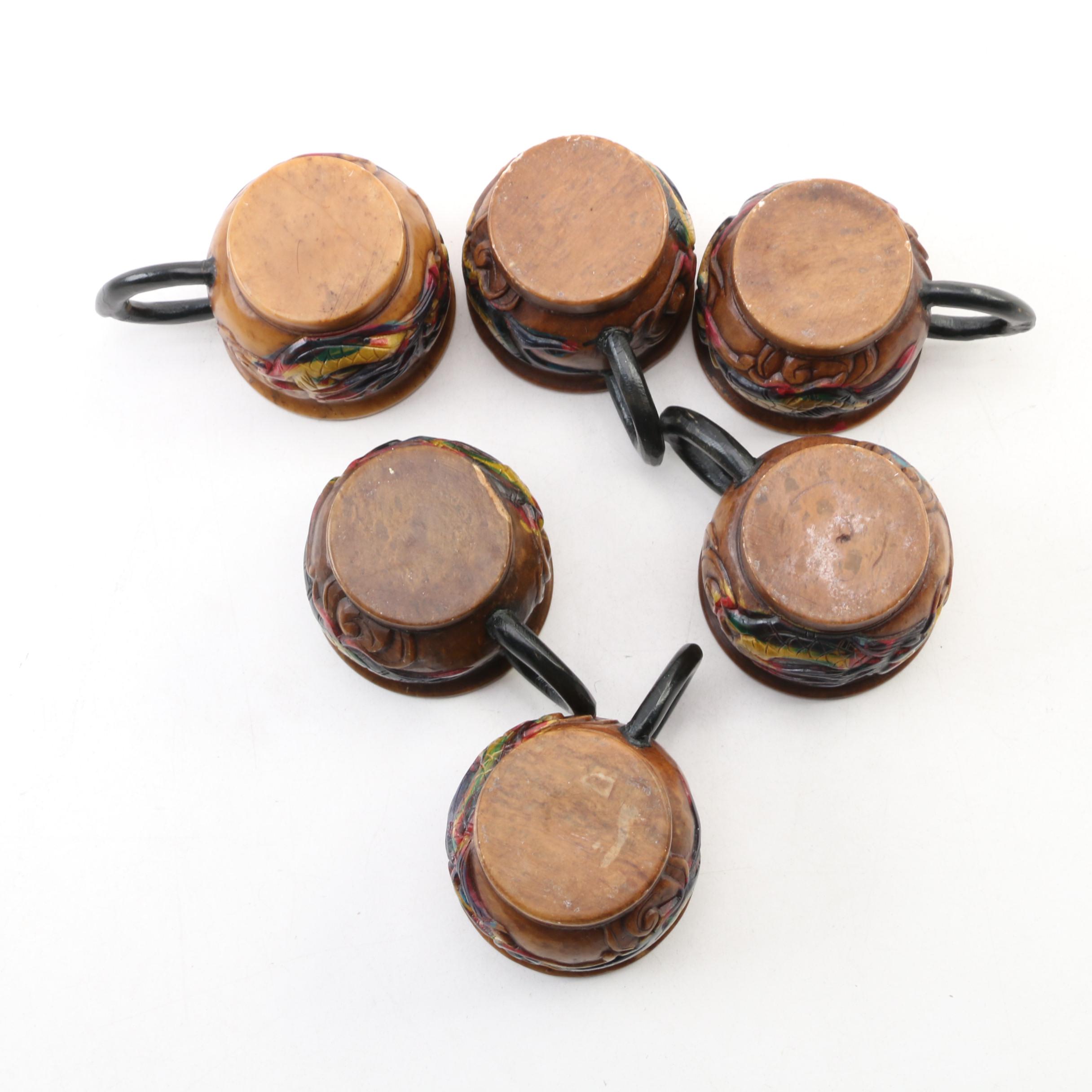 Chinese Hand-Carved Soapstone and Mother of Pearl Dragon Tea Set