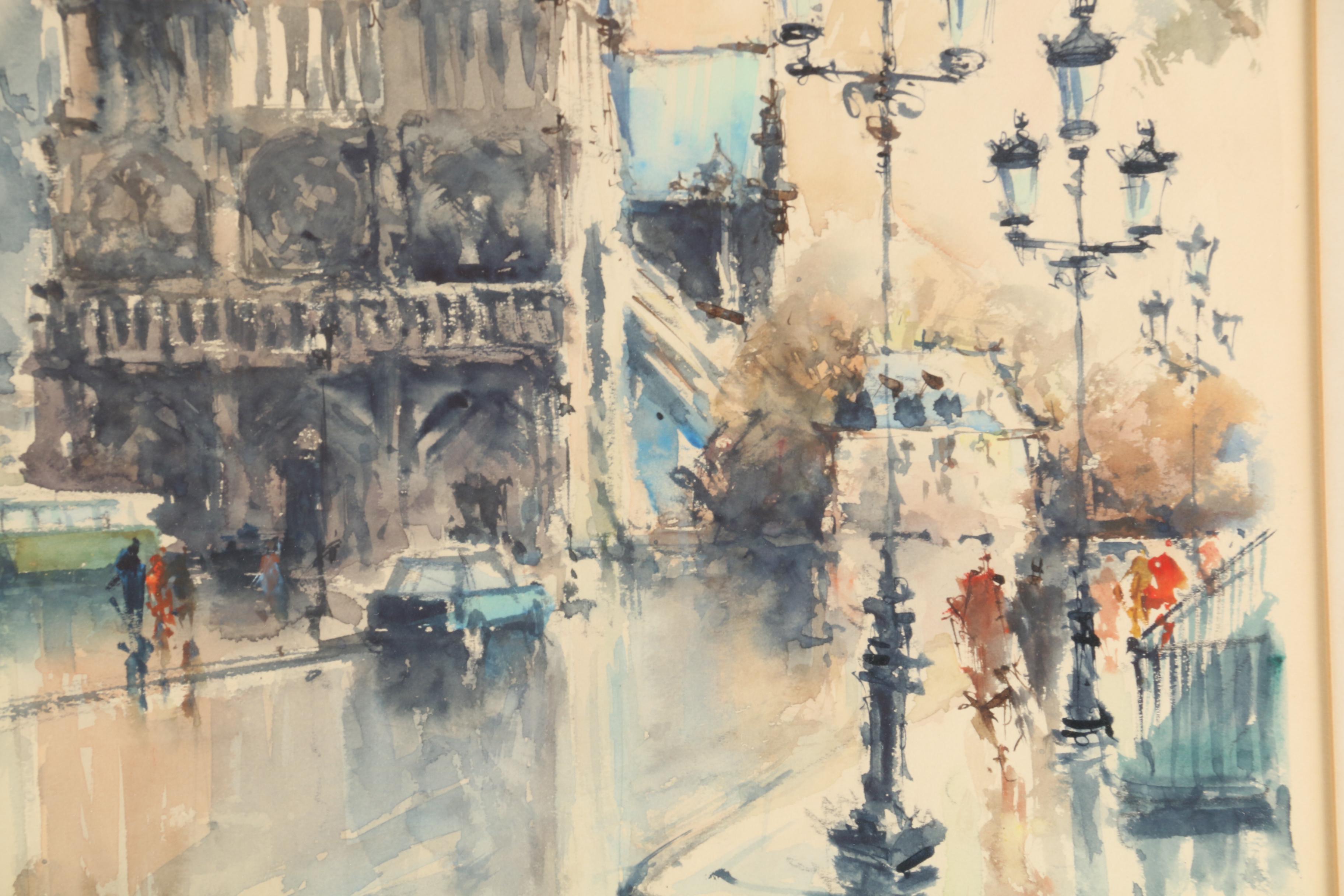 Stephane Wrobel Watercolor Painting "Notre Dame"