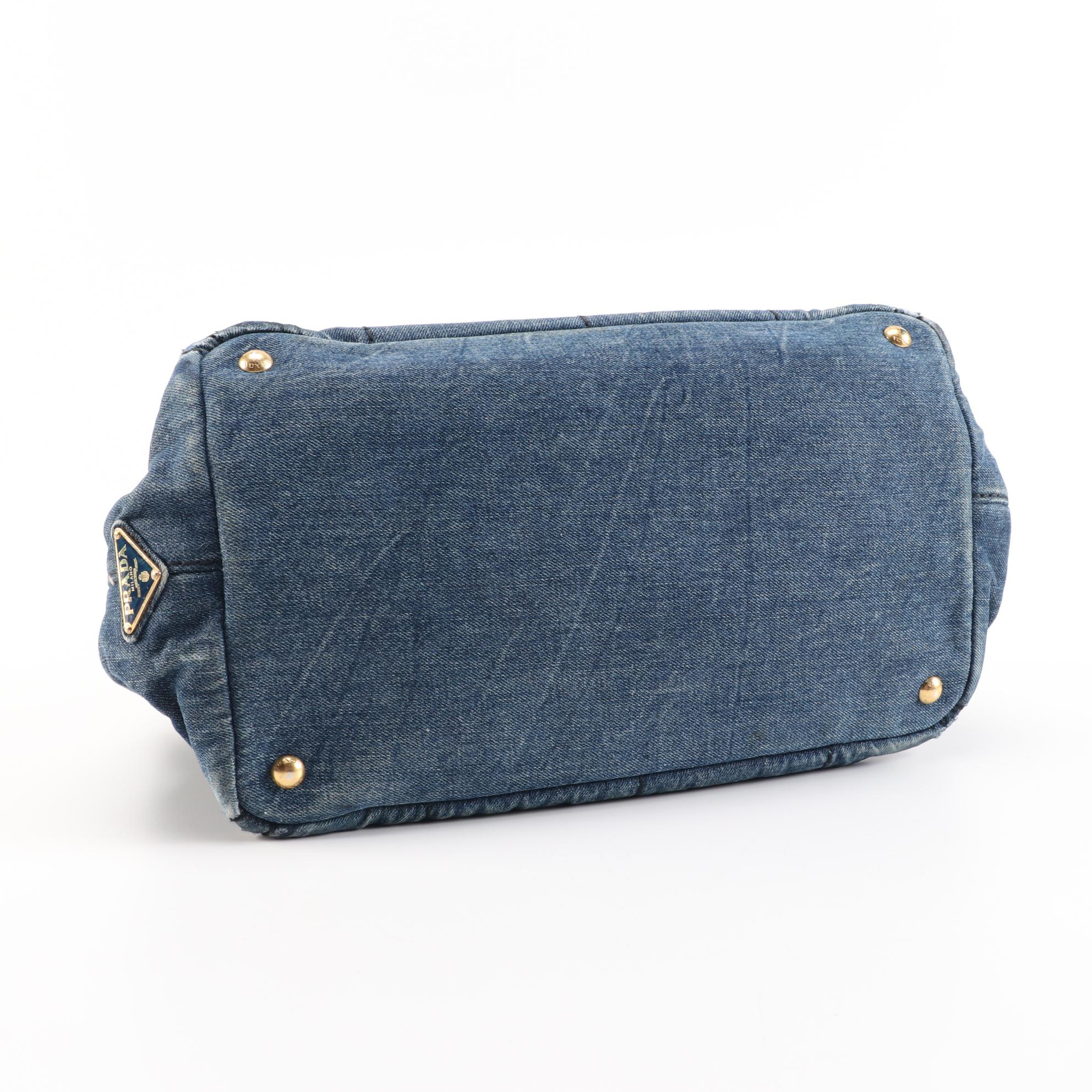 Prada Canapa Denim Avio Tote