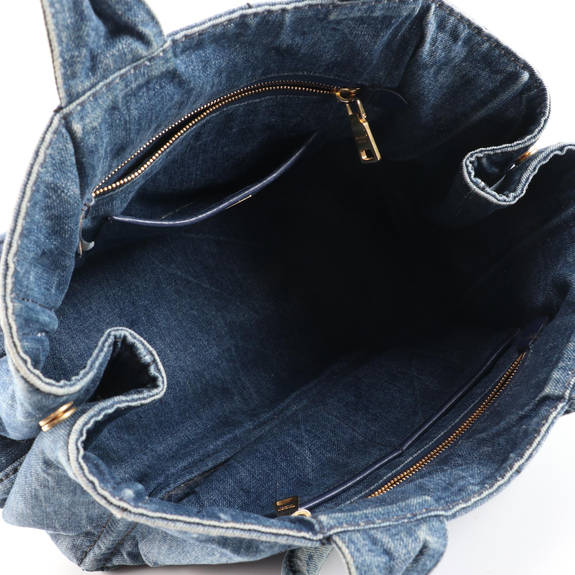 Prada Canapa Denim Avio Tote