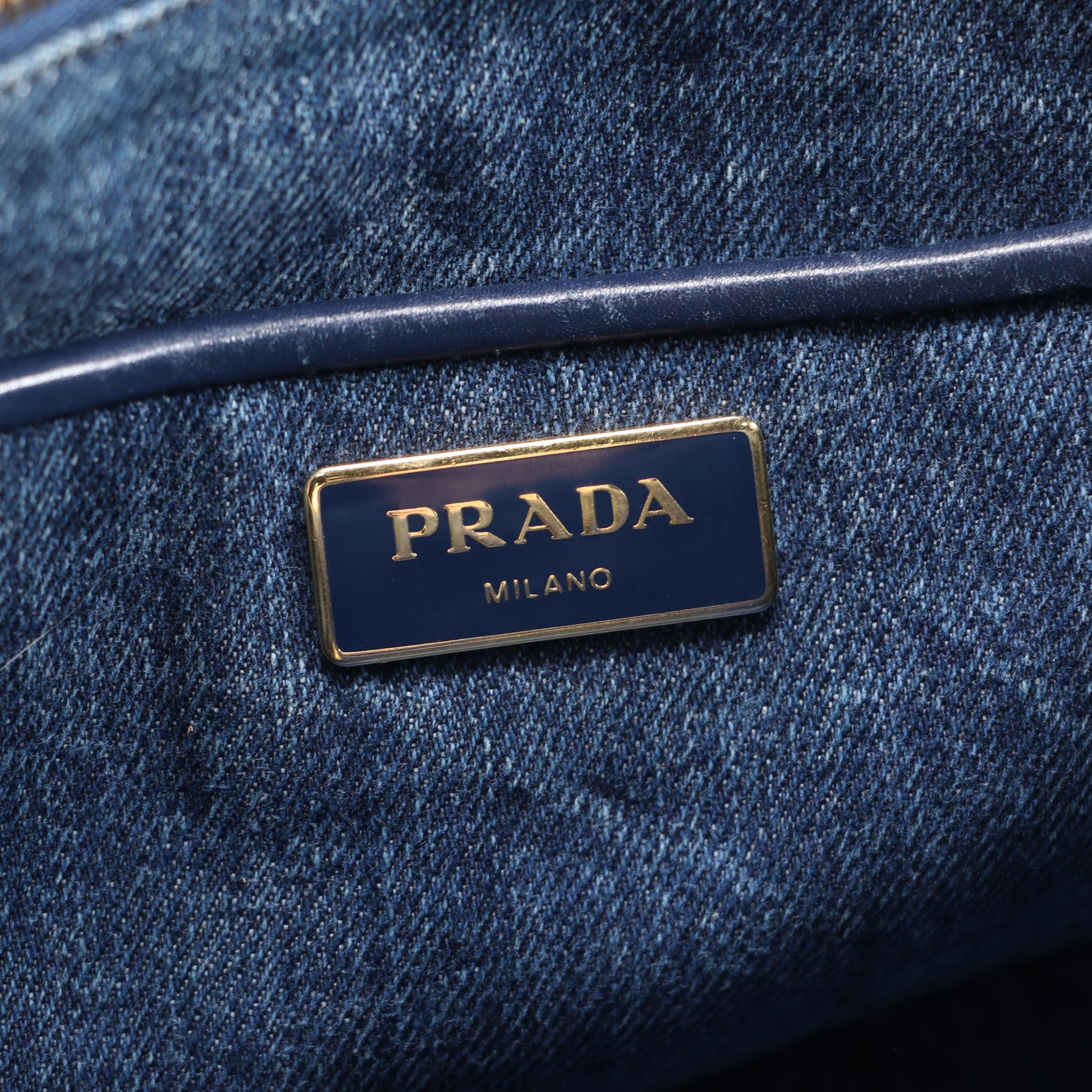 Prada Canapa Denim Avio Tote