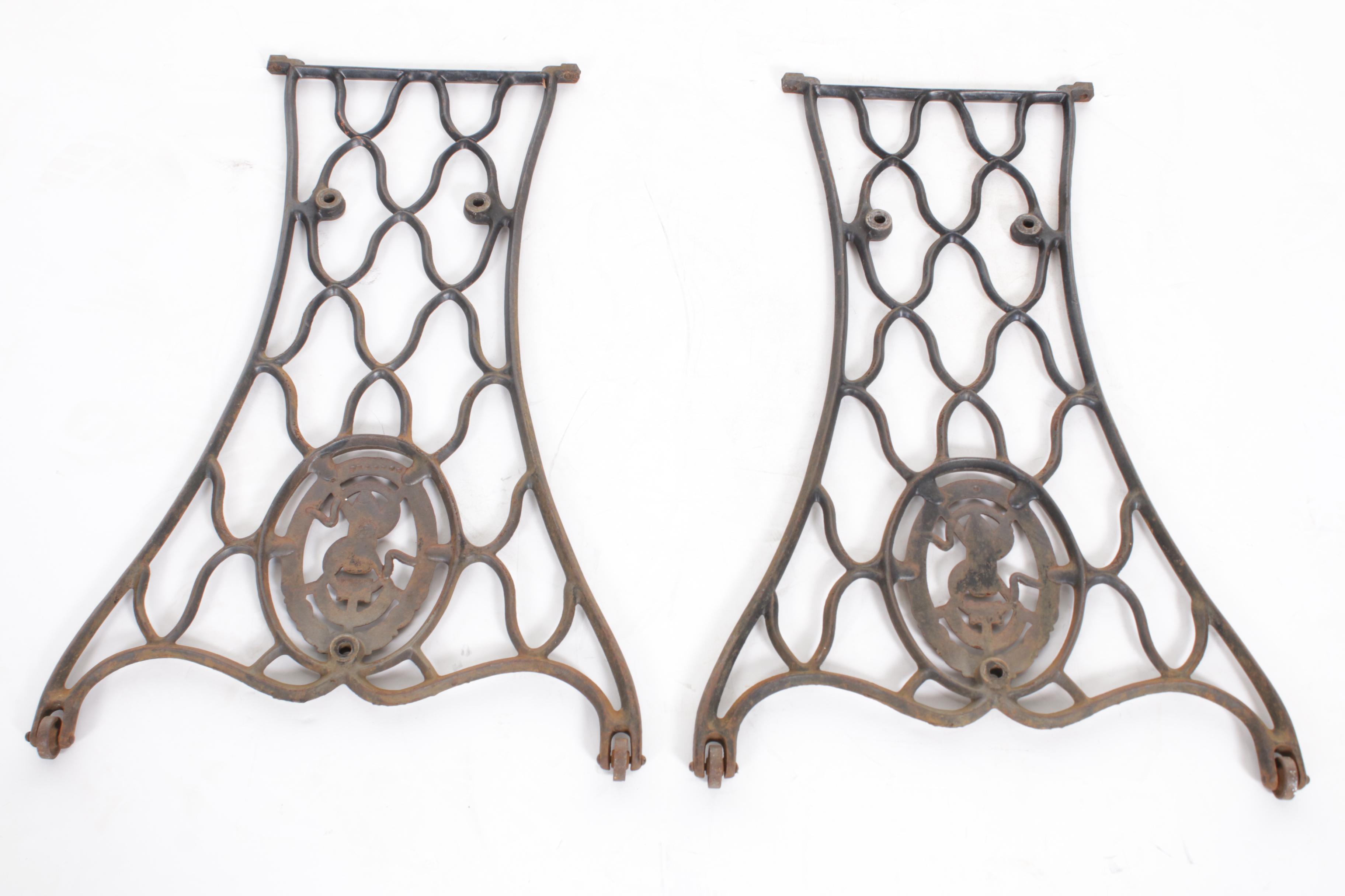 Singer Cast Iron Sewing Machine Table Legs on Casters