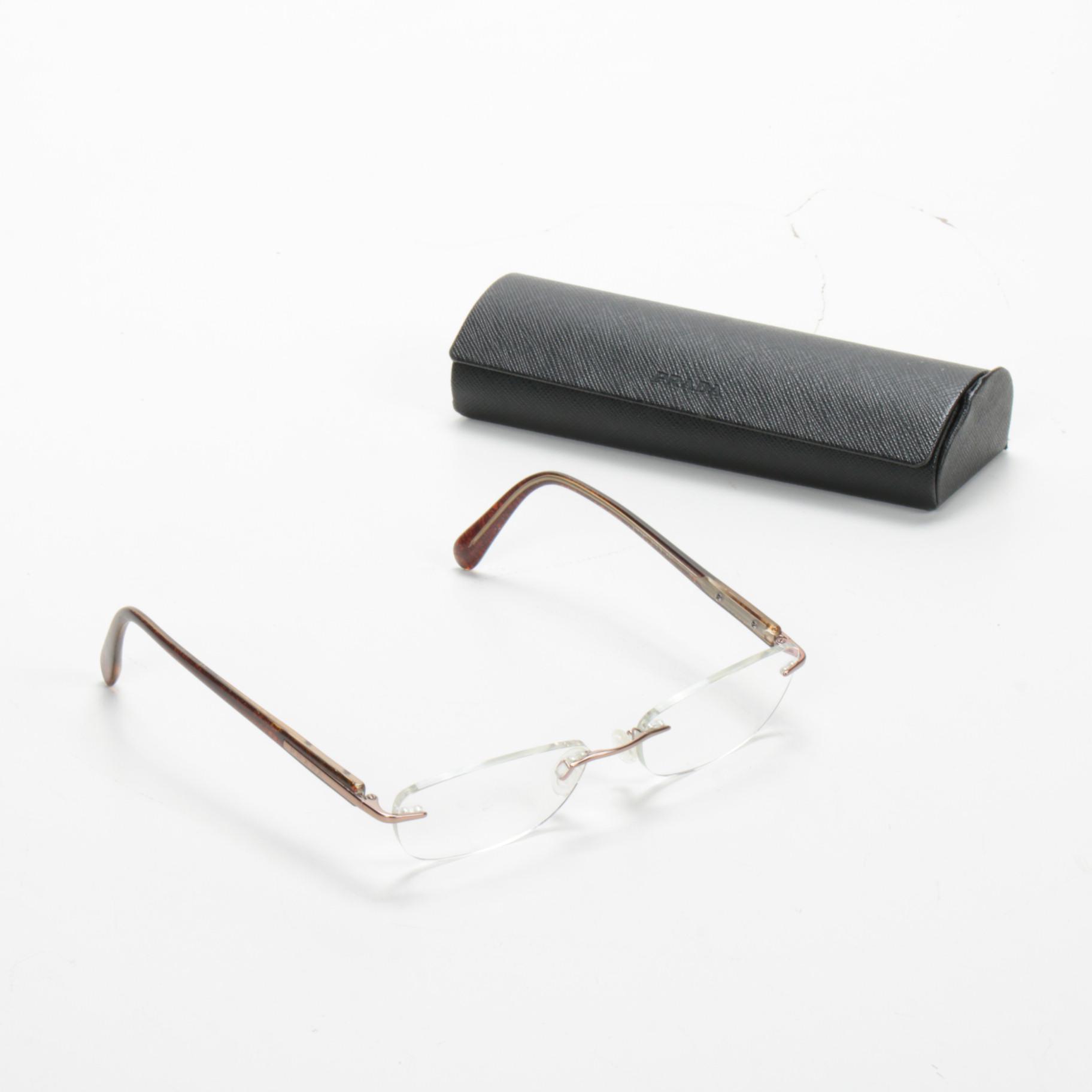 Prada Rimless and Acetate Prescription Eyeglasses