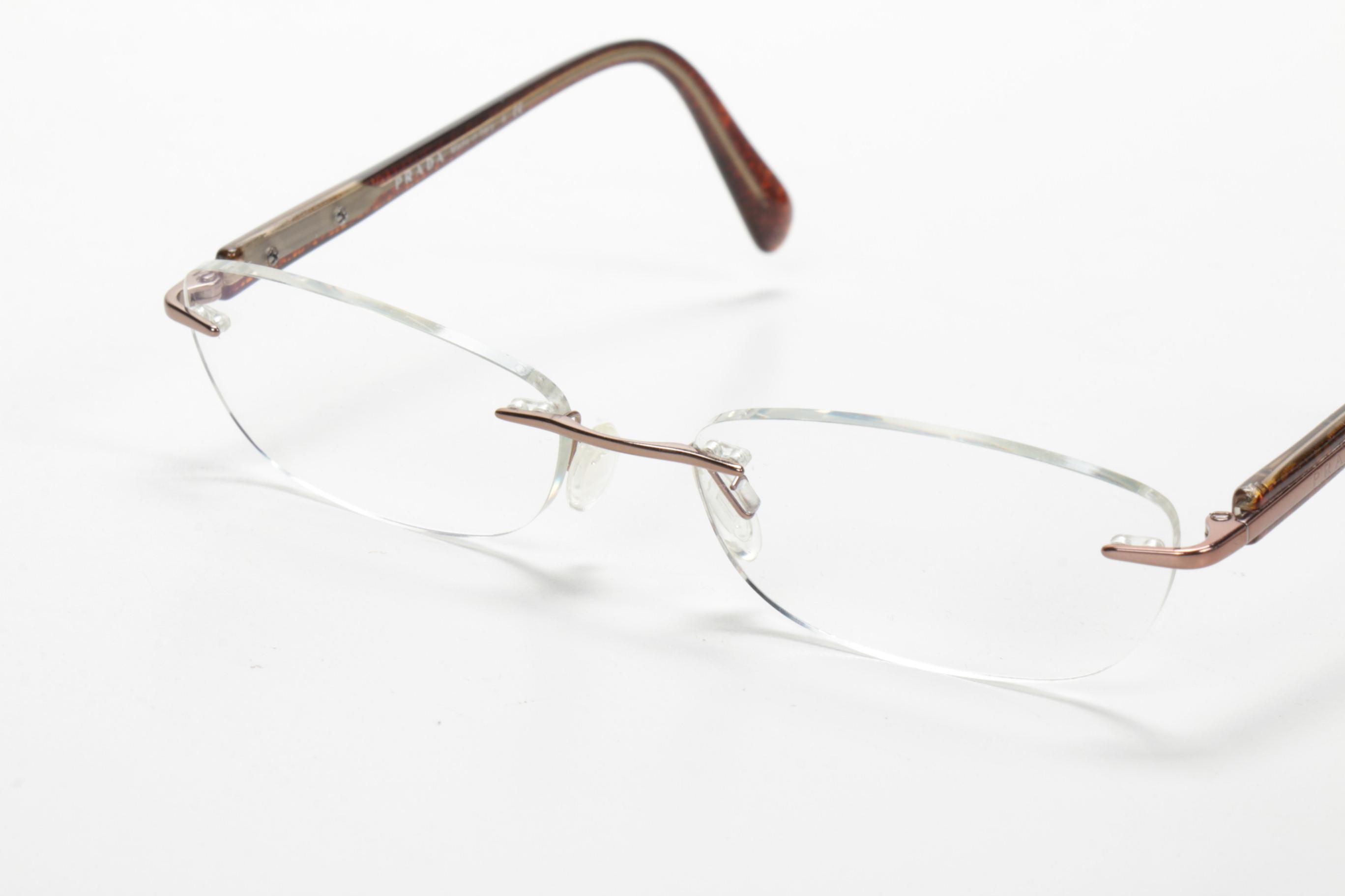 Prada Rimless and Acetate Prescription Eyeglasses