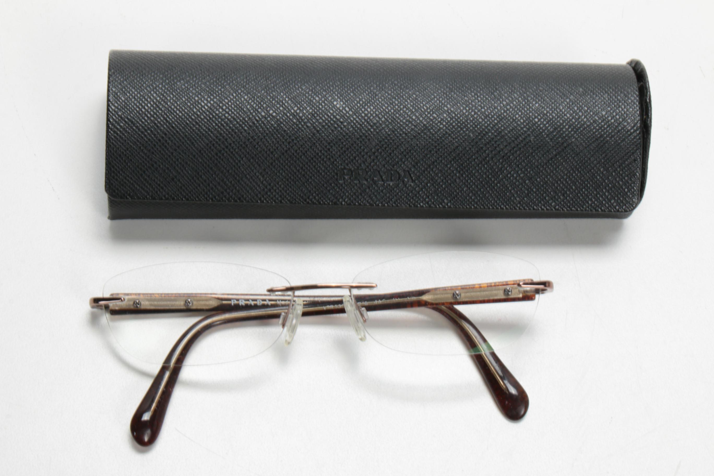 Prada Rimless and Acetate Prescription Eyeglasses