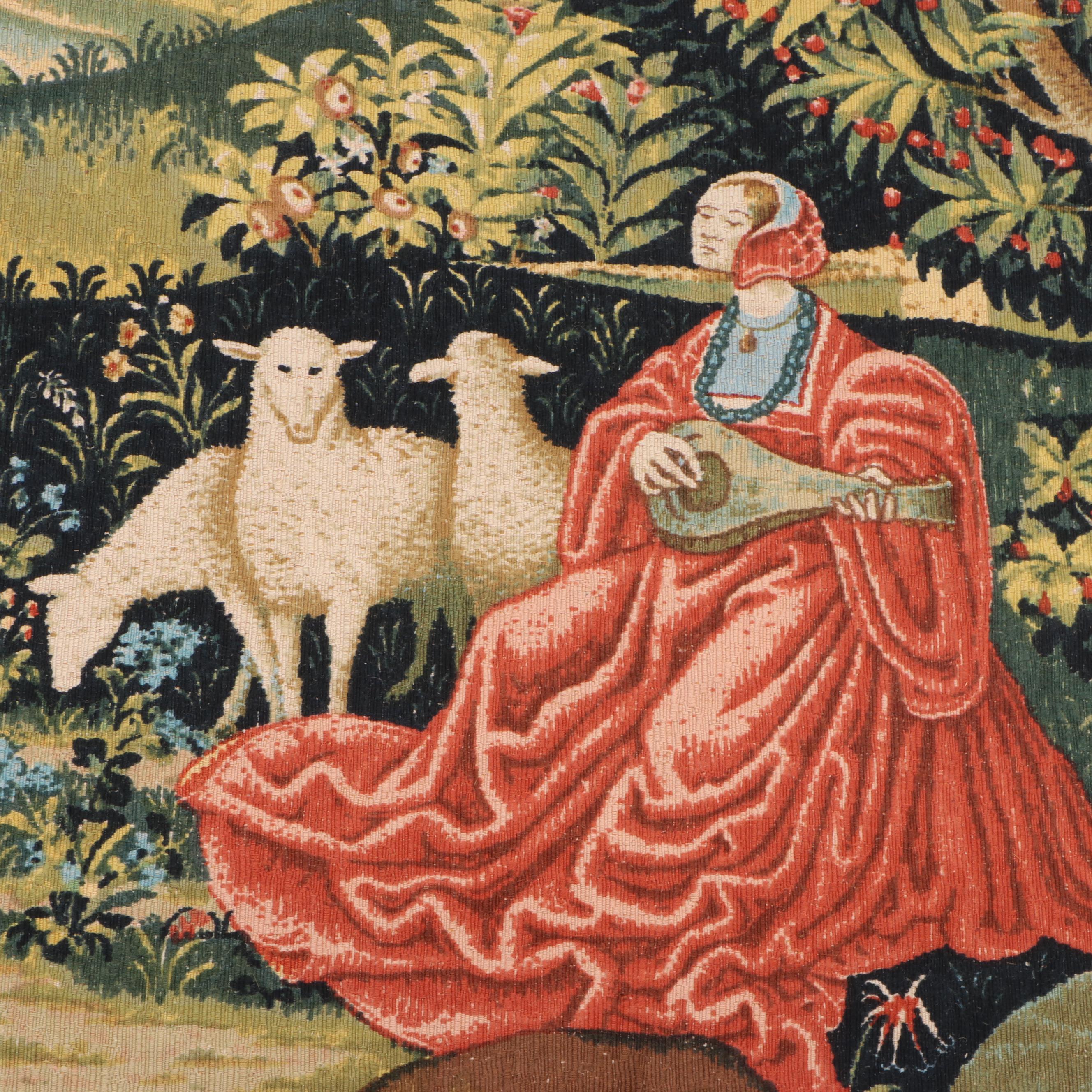 Robert Four French Screenprinted Tapestry Style Wall Hanging of a Medieval Past