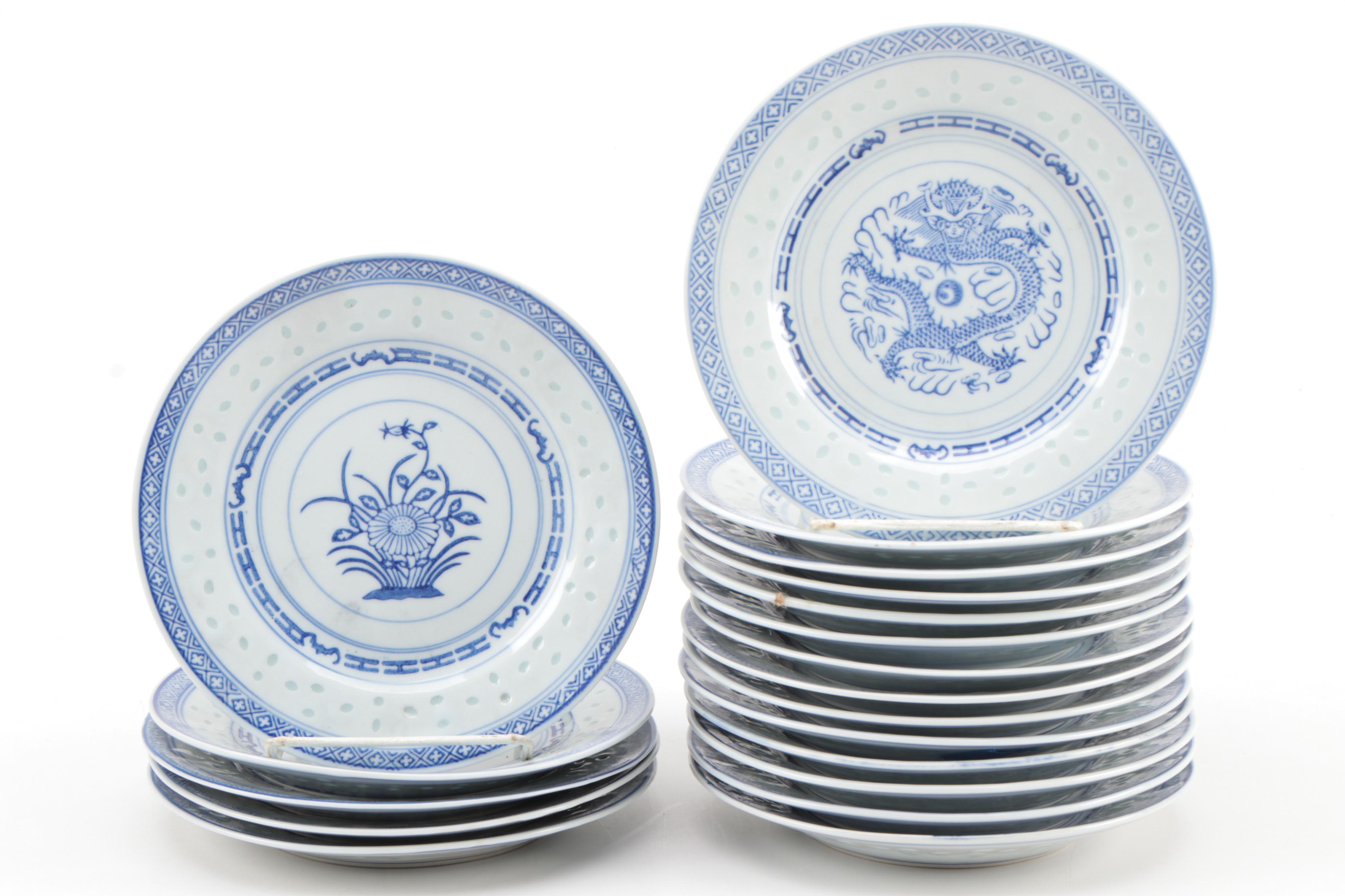 Tienshan "Rice Flower" and Other Rice Grain Porcelain Dinnerware, Late 20th C.