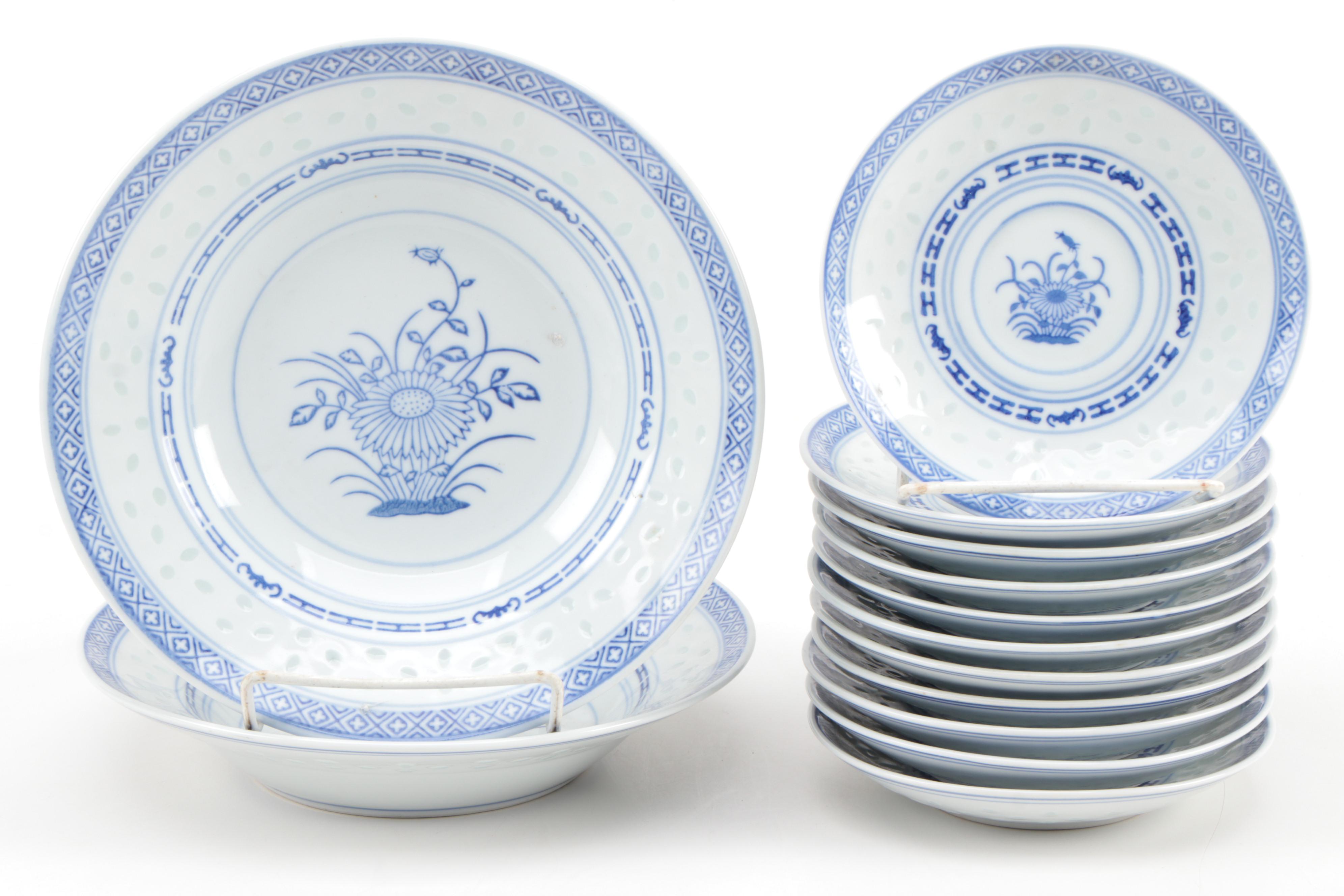 Tienshan "Rice Flower" and Other Rice Grain Porcelain Dinnerware, Late 20th C.