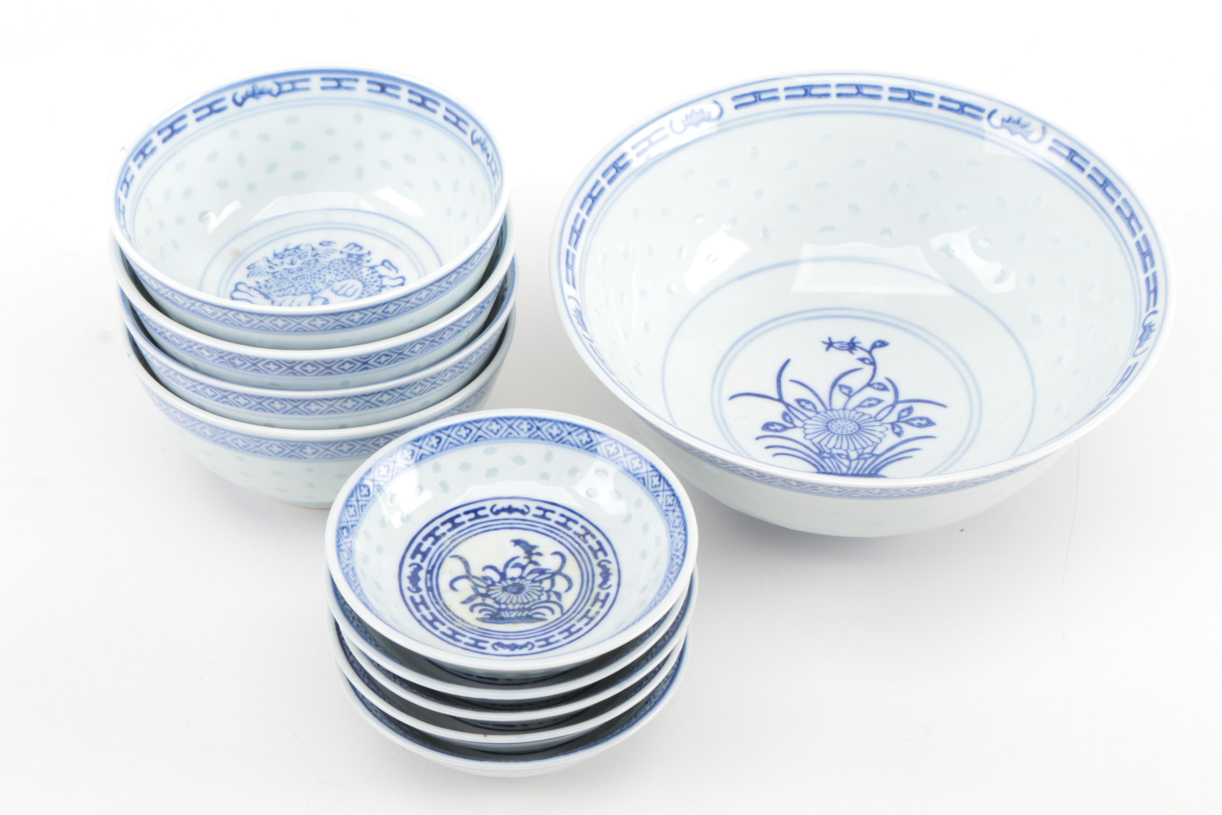 Tienshan "Rice Flower" and Other Rice Grain Porcelain Dinnerware, Late 20th C.