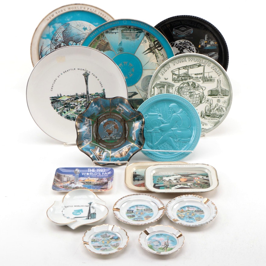 World's Fair Souvenir Trays, Dishes, Plates, and More, Mid to Late-20th Century