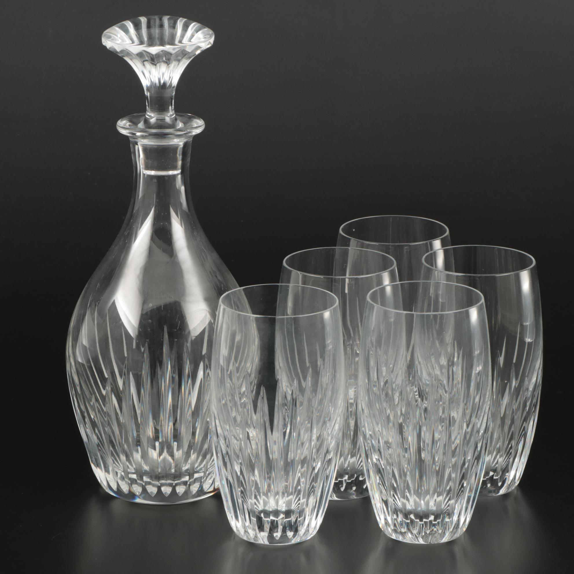 Baccarat "Massena" Crystal Decanter and Highball Glasses, Contemporary
