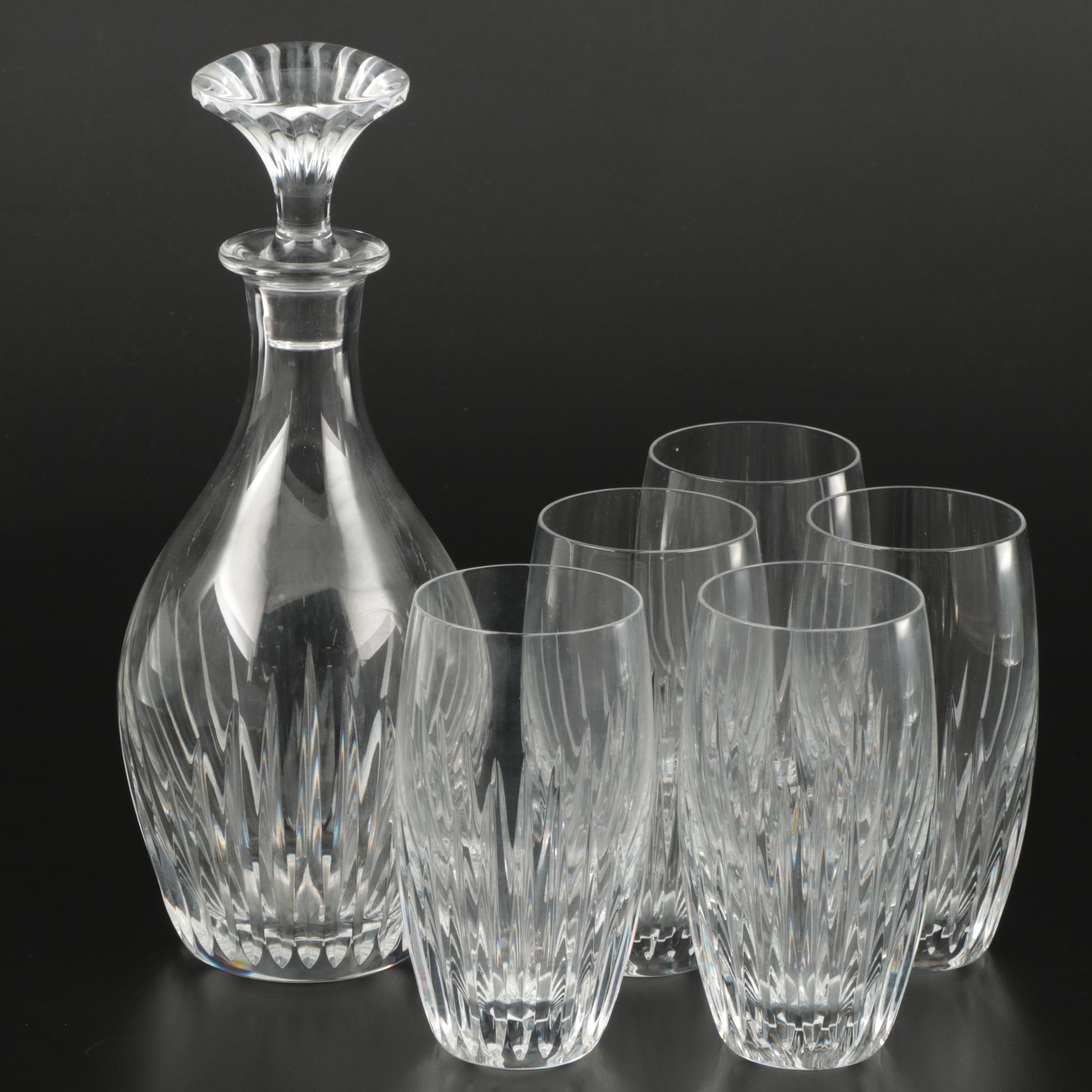 Baccarat "Massena" Crystal Decanter and Highball Glasses, Contemporary