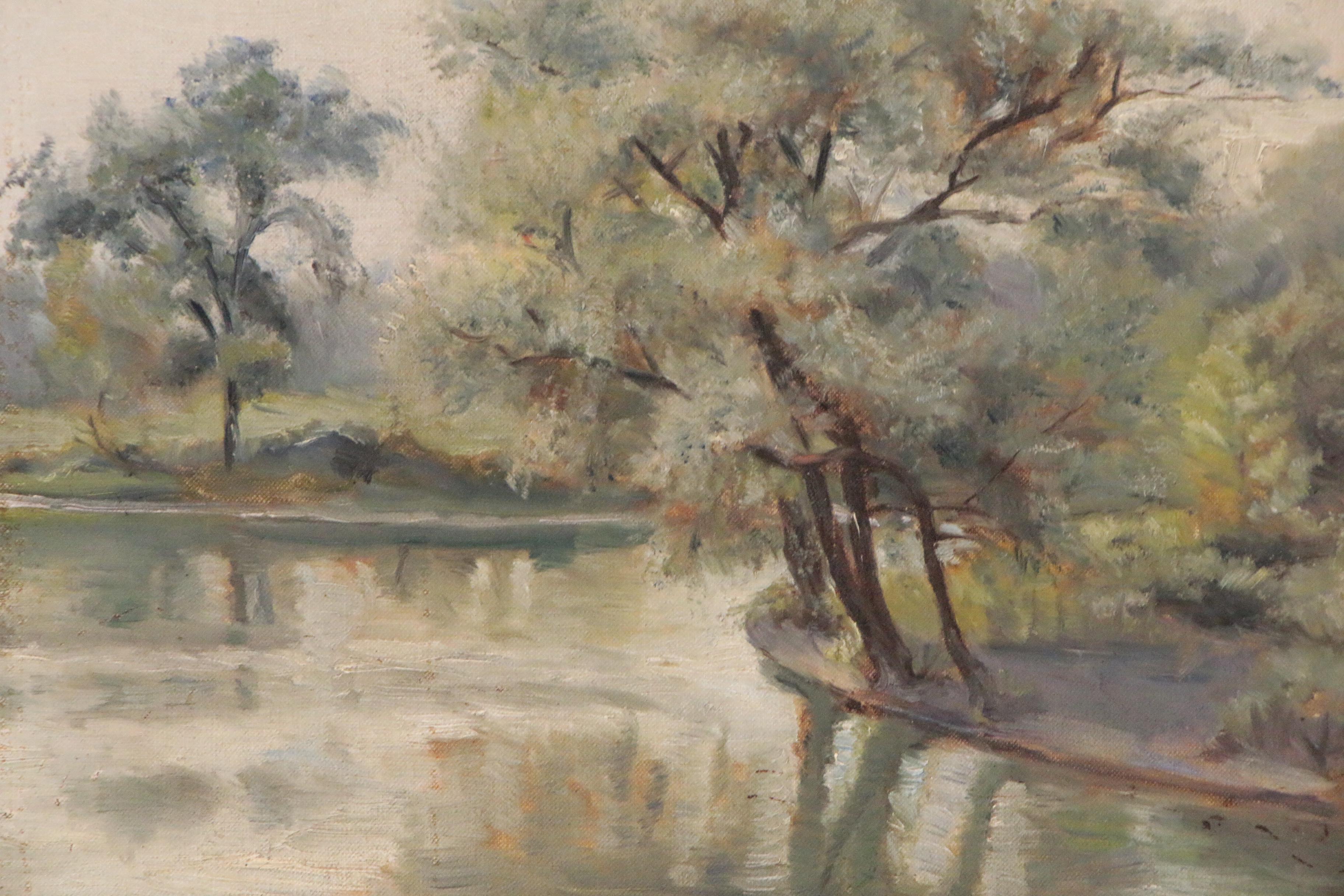 William Bruckner Landscape Oil Painting "Garfield Park, Chicago"