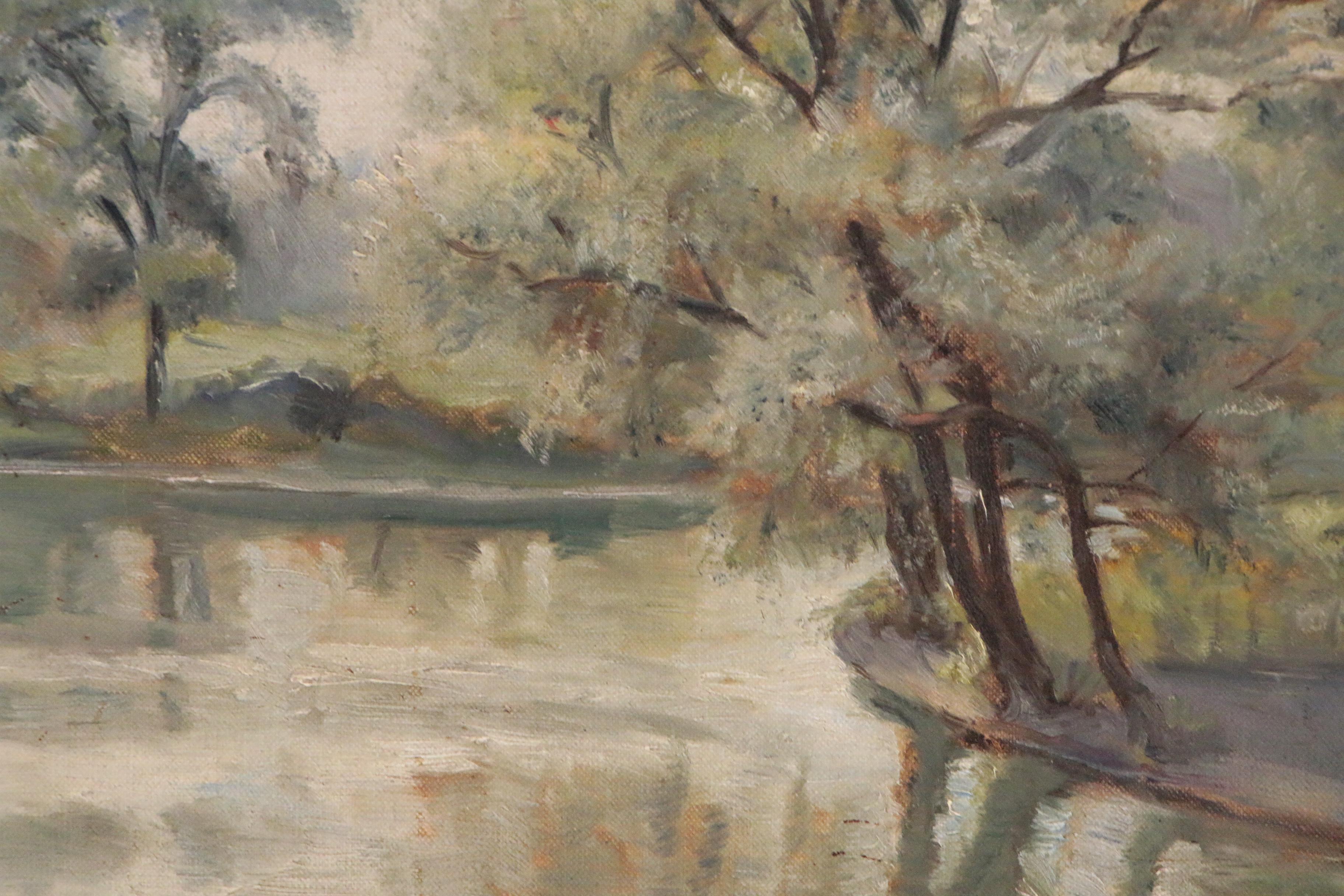 William Bruckner Landscape Oil Painting "Garfield Park, Chicago"