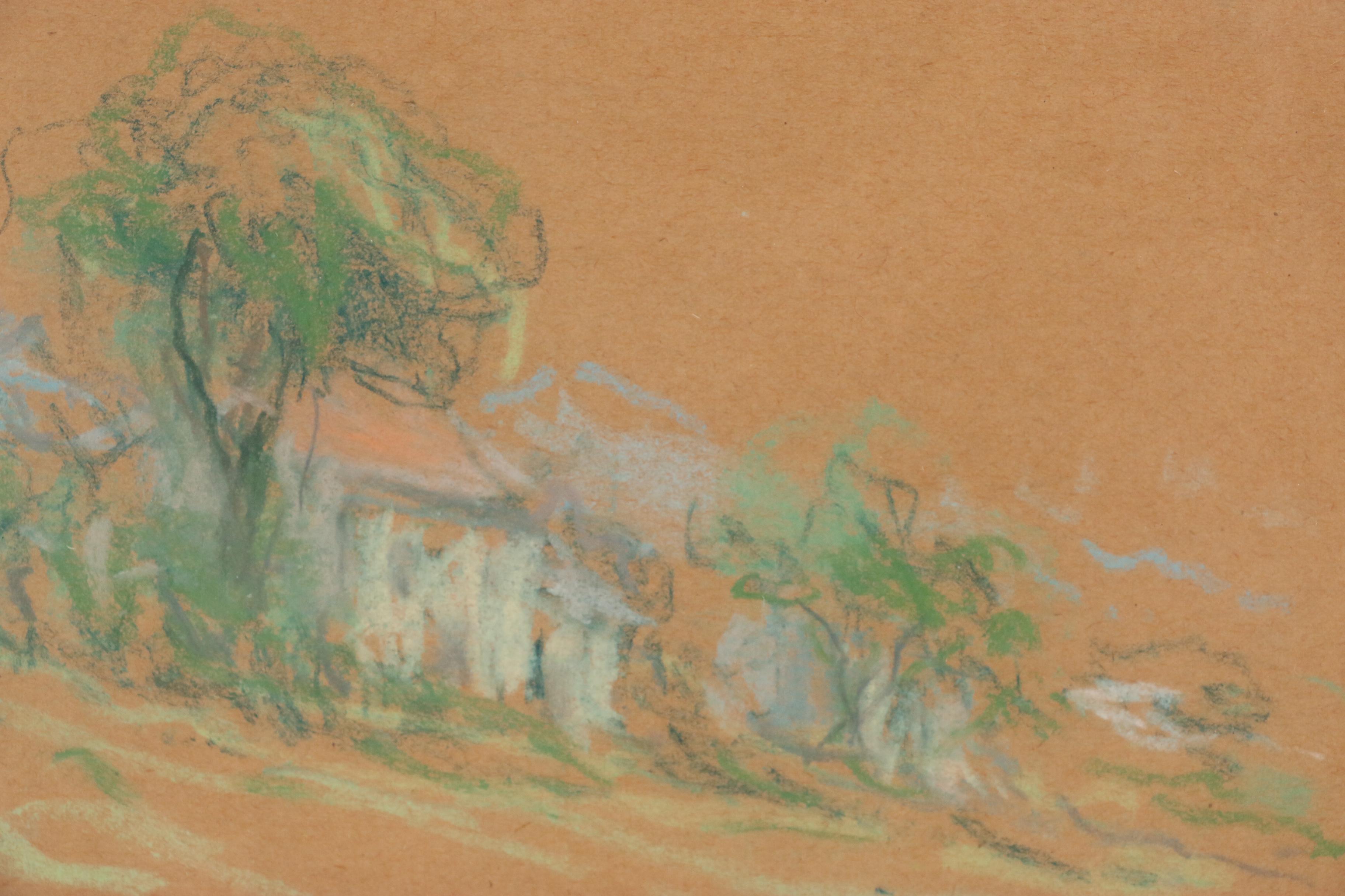 Claude Émile Schuffenecker Pastel Drawing "Maison, Ile de France"