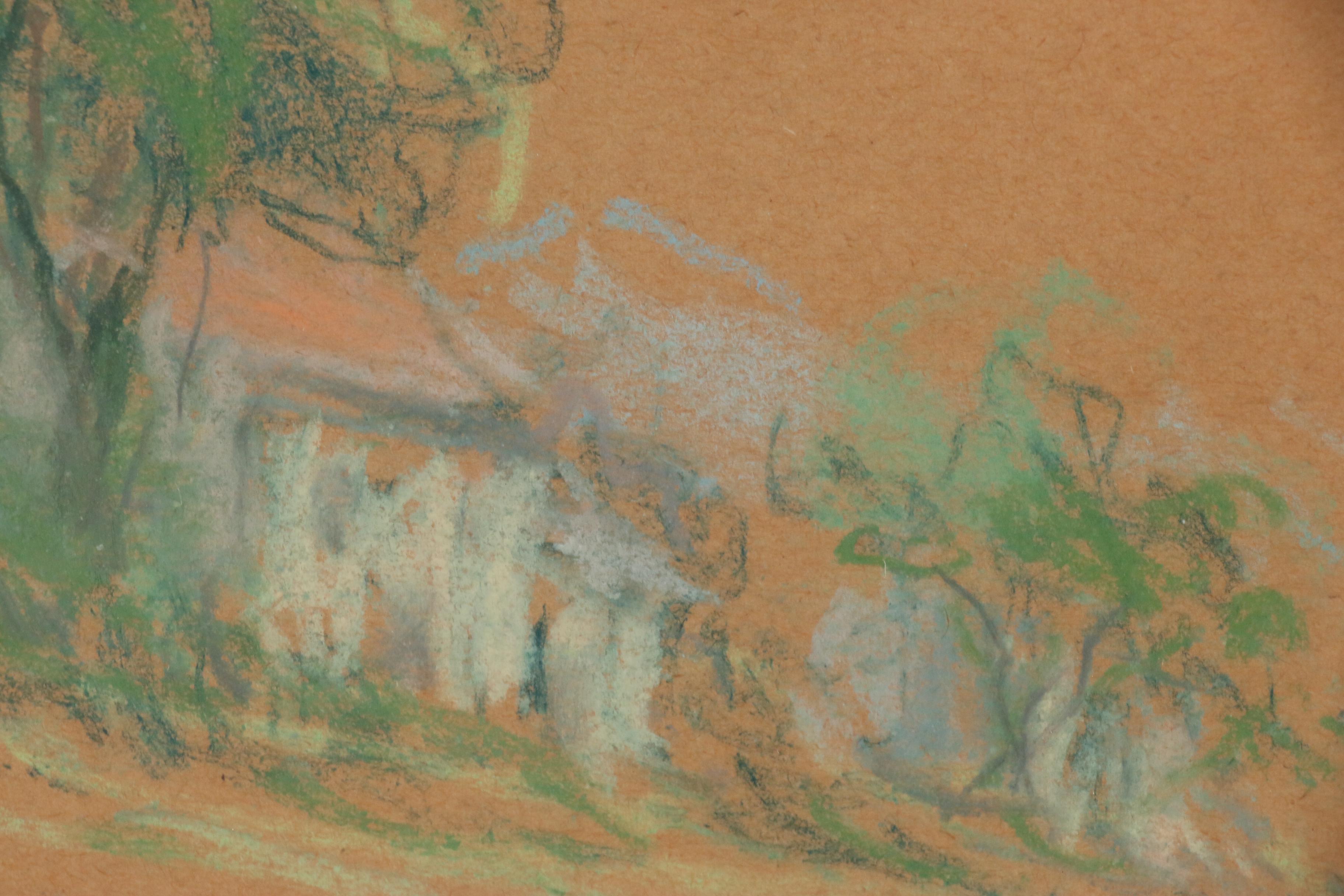 Claude Émile Schuffenecker Pastel Drawing "Maison, Ile de France"