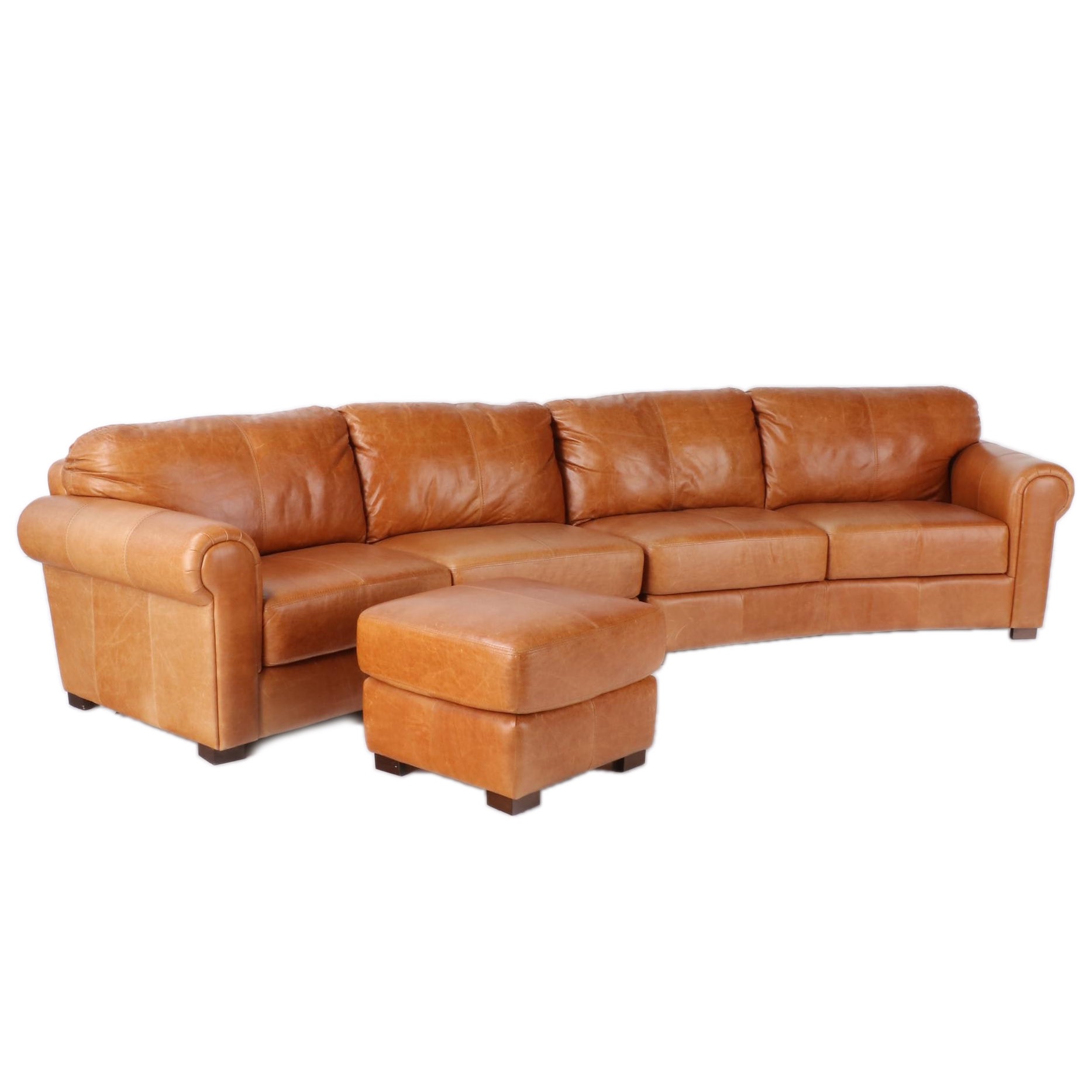 Salvatore Modern Leather Sectional Sofa With Ottoman