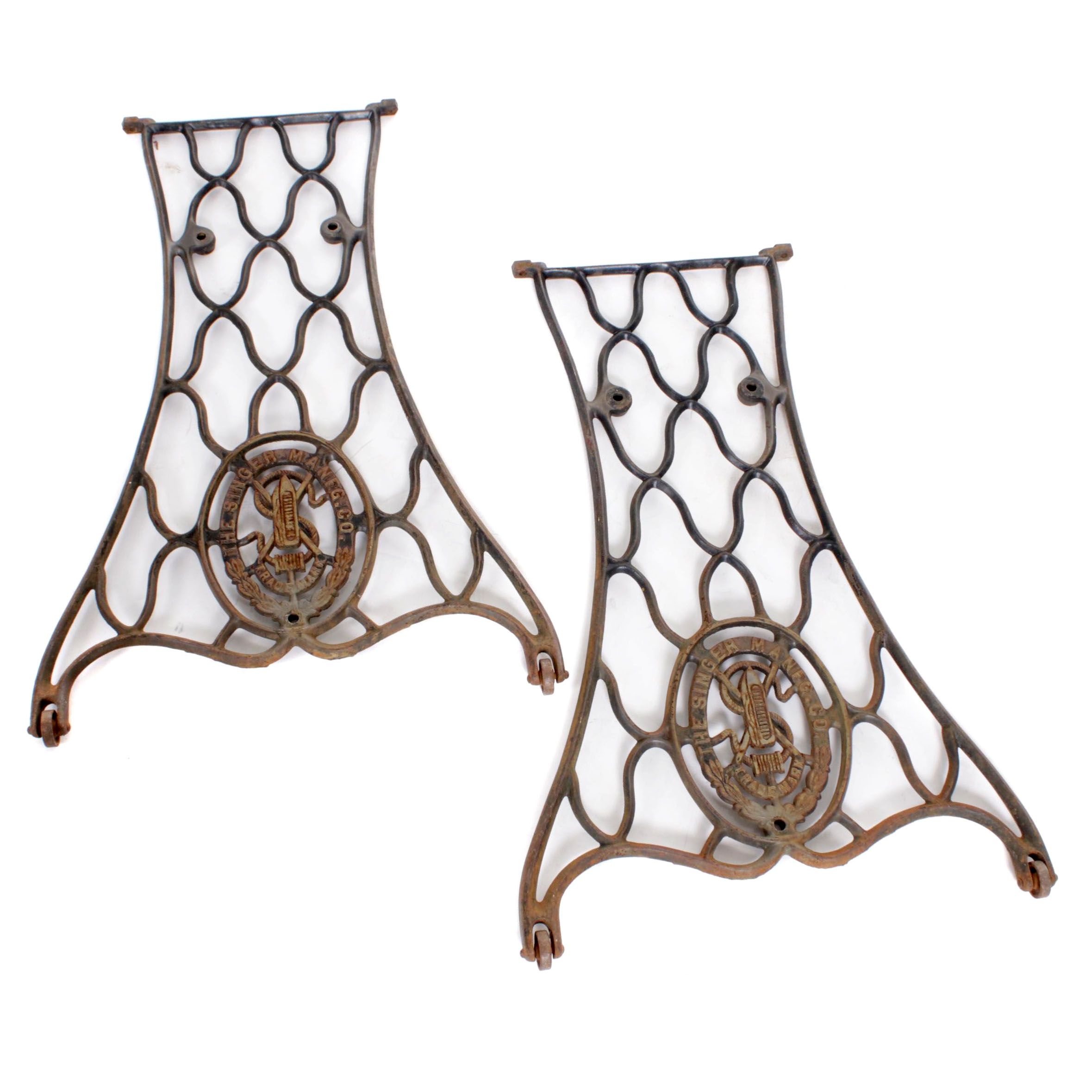 Singer Cast Iron Sewing Machine Table Legs on Casters