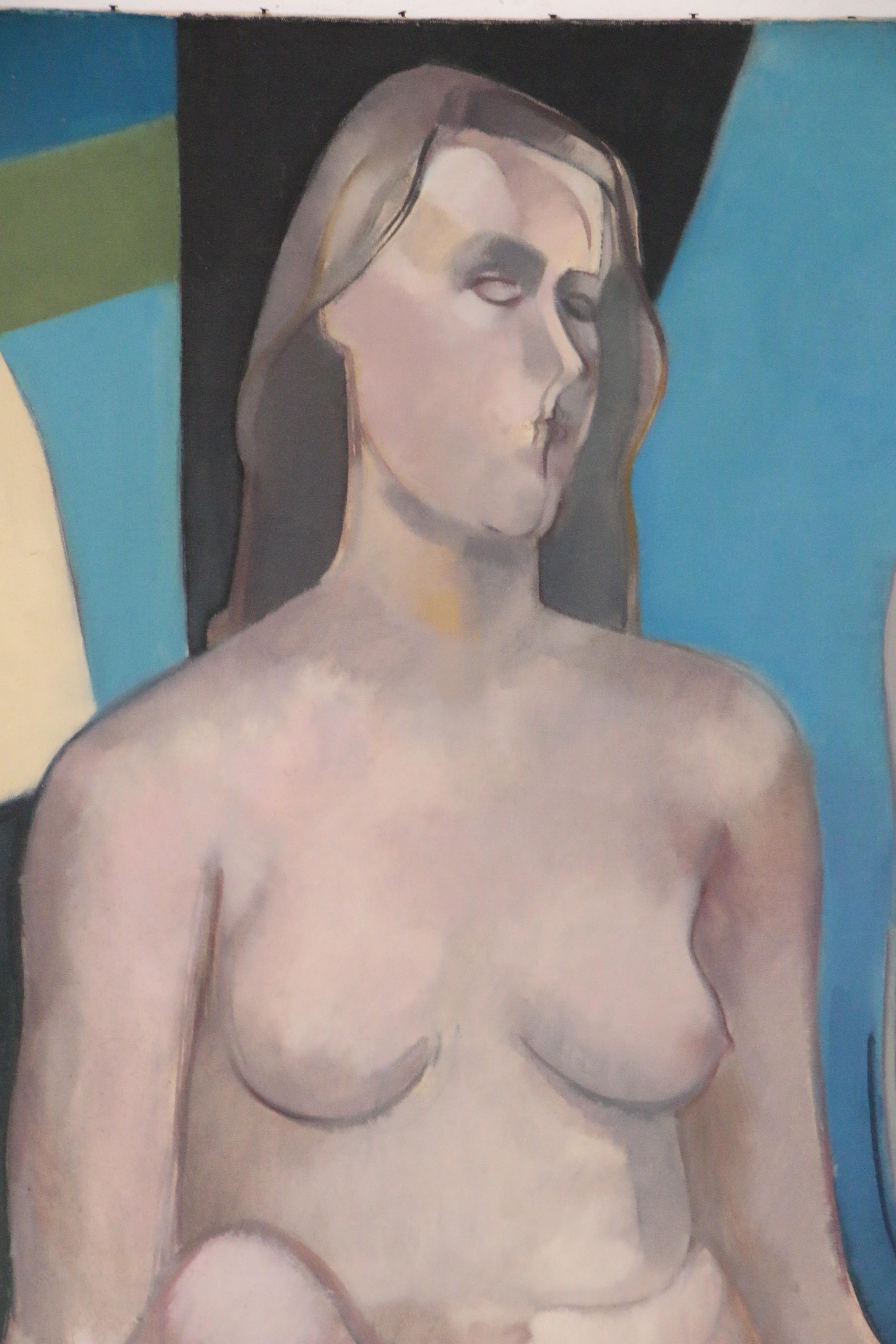 Walter Stomps Abstract Oil Painting "Two Figures", 1957