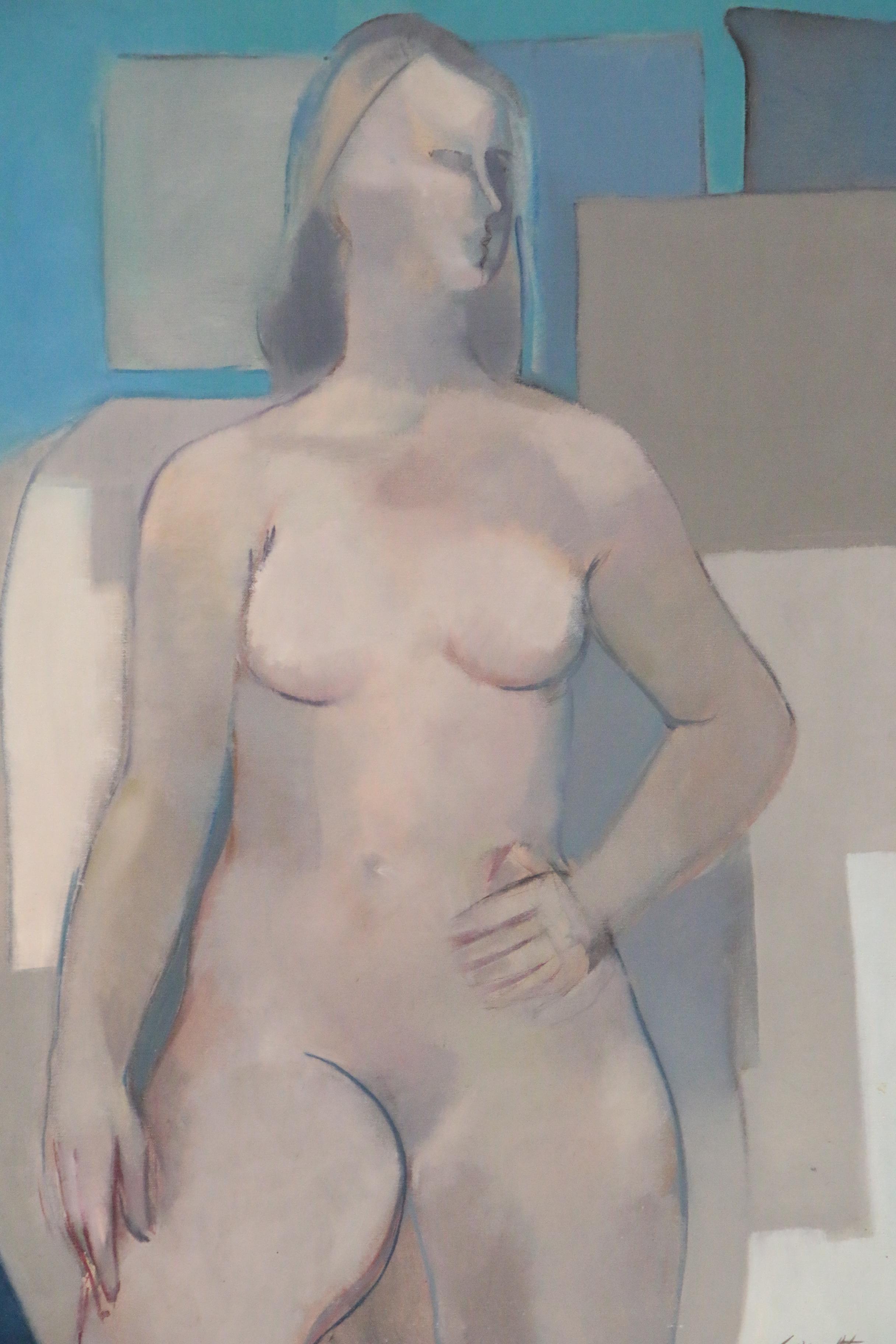 Walter Stomps Abstract Oil Painting "Two Figures", 1957