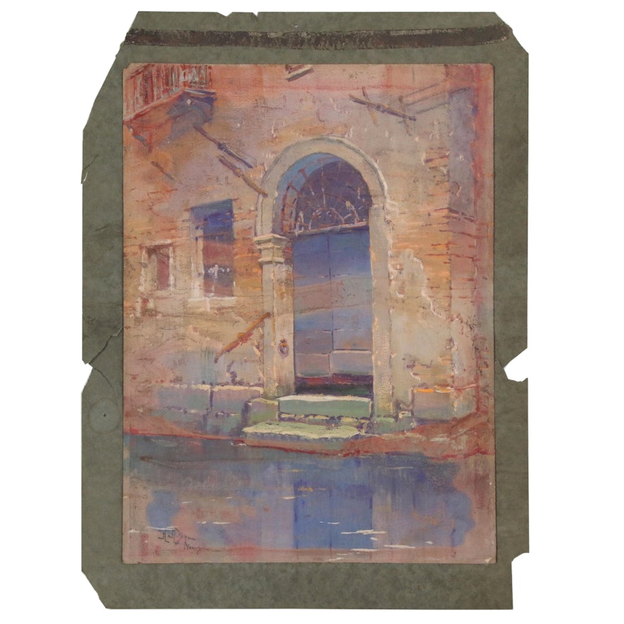 Hezekiah Anthony Dyer Gouache Painting "Old Venetian Doorway"