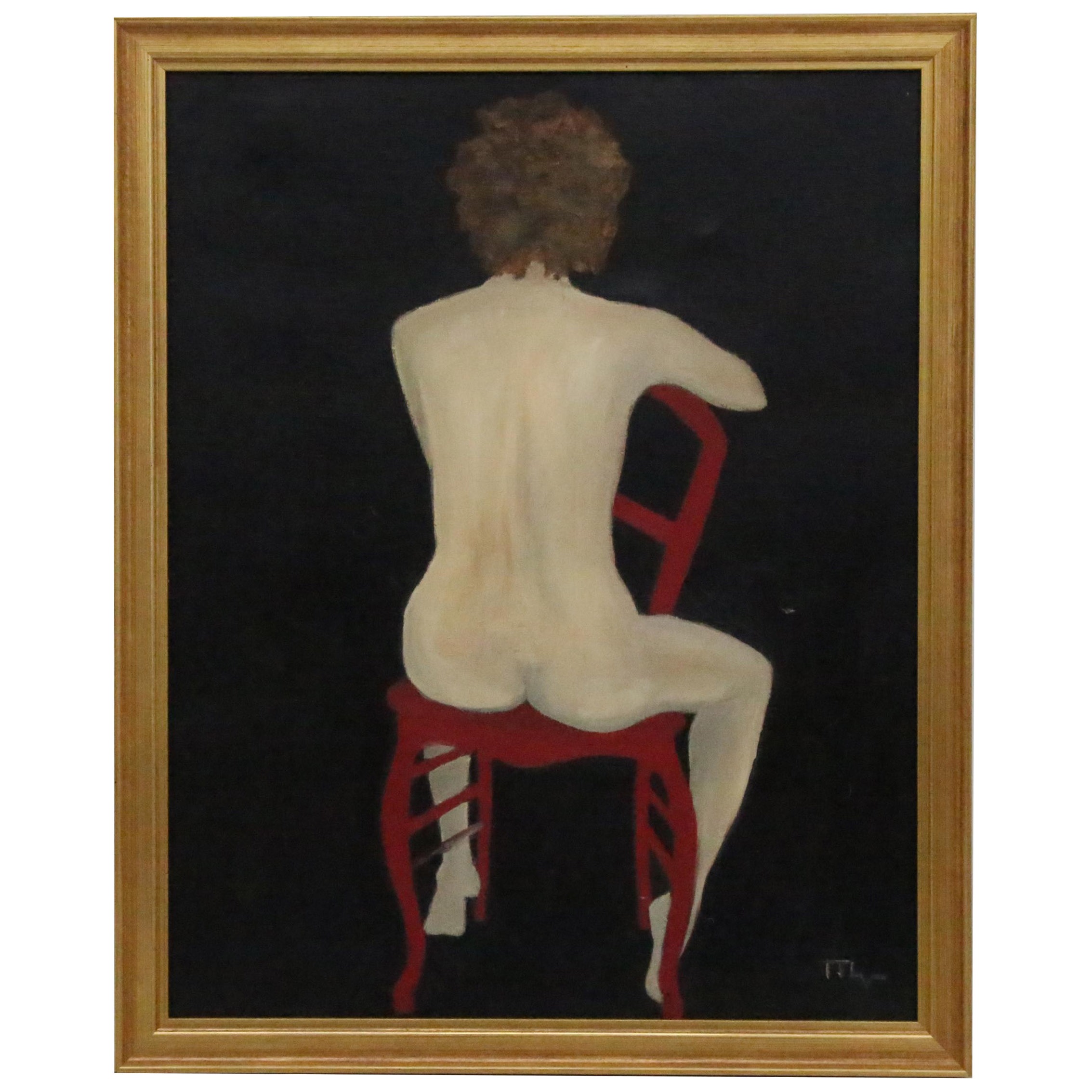 Micheline Daemen Oil Painting of Seated Female Nude