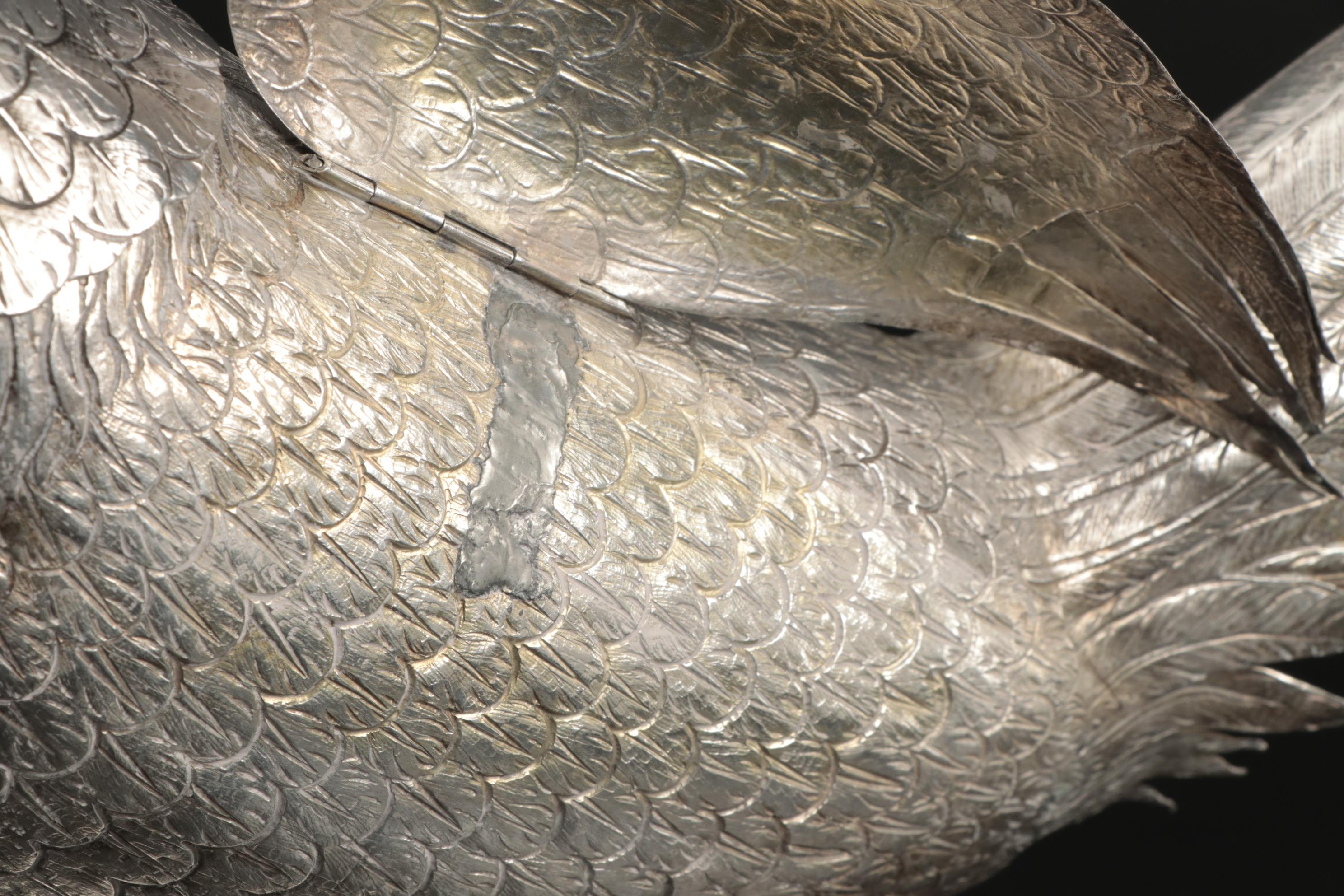 Chased Sterling and 800 Silver Rooster Decanter