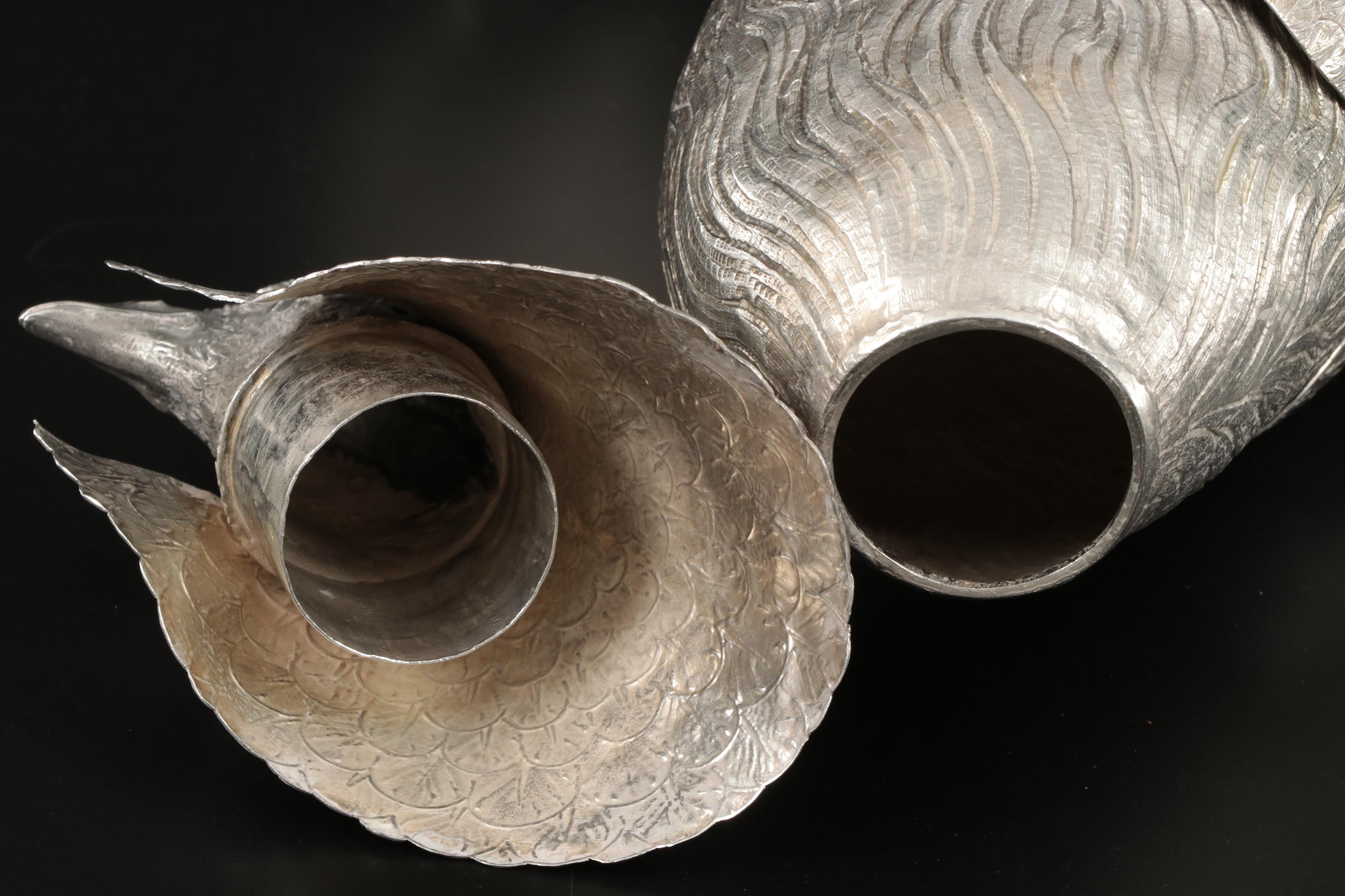 Chased Sterling and 800 Silver Rooster Decanter