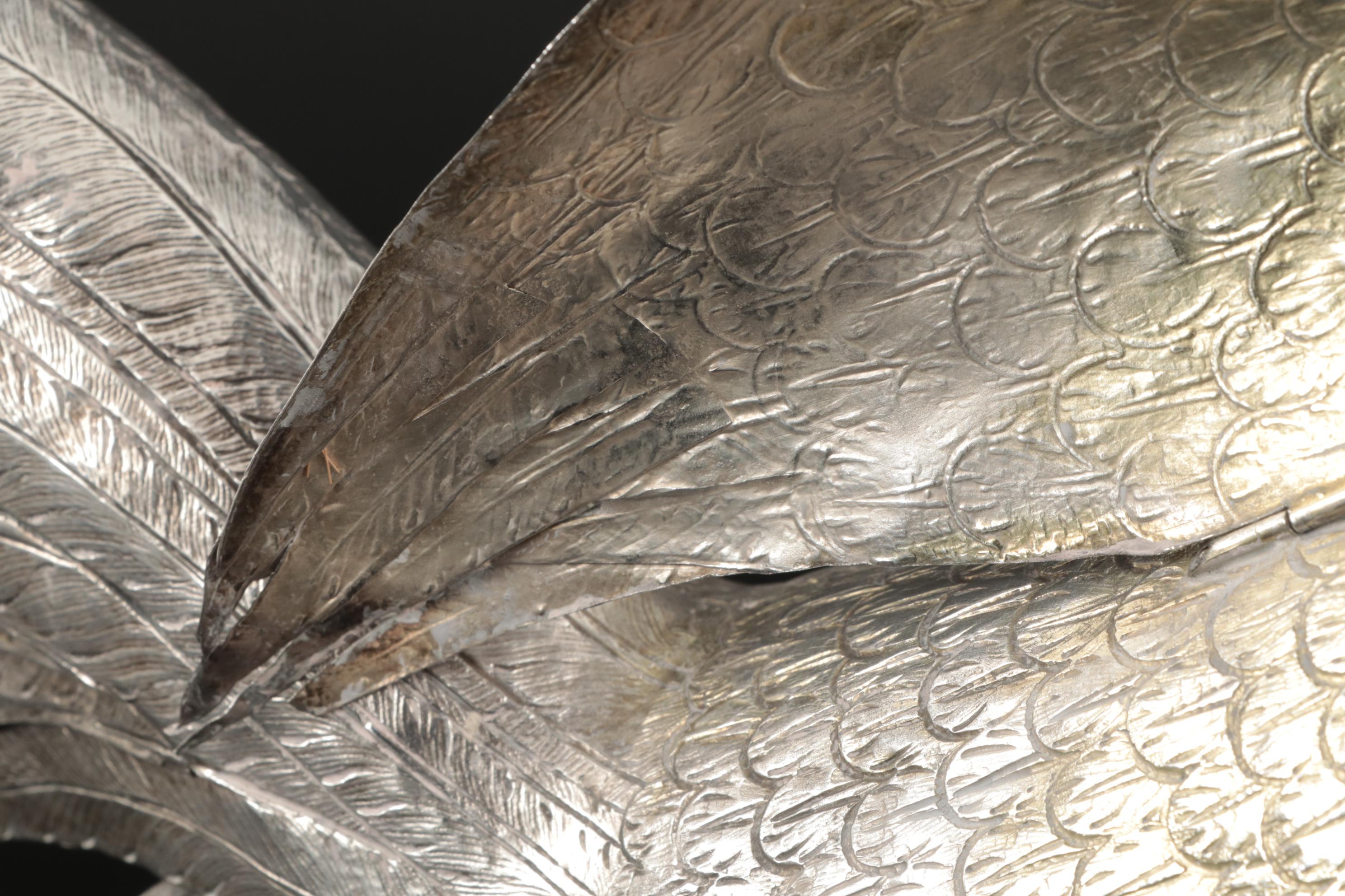 Chased Sterling and 800 Silver Rooster Decanter