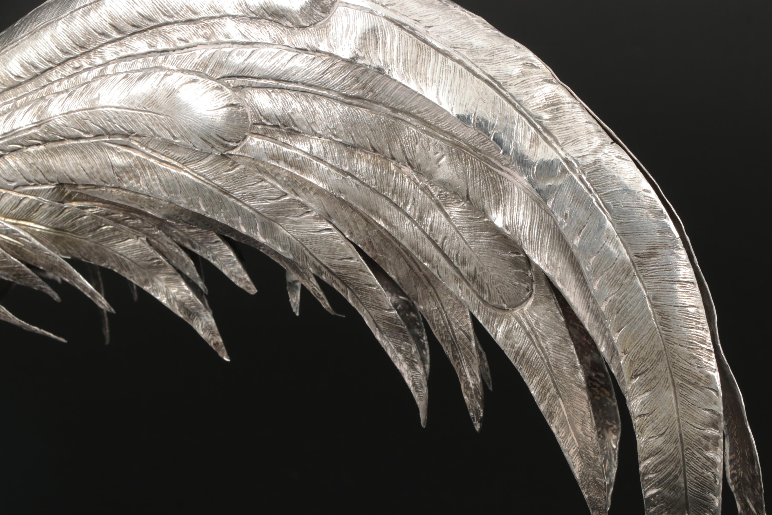 Chased Sterling and 800 Silver Rooster Decanter