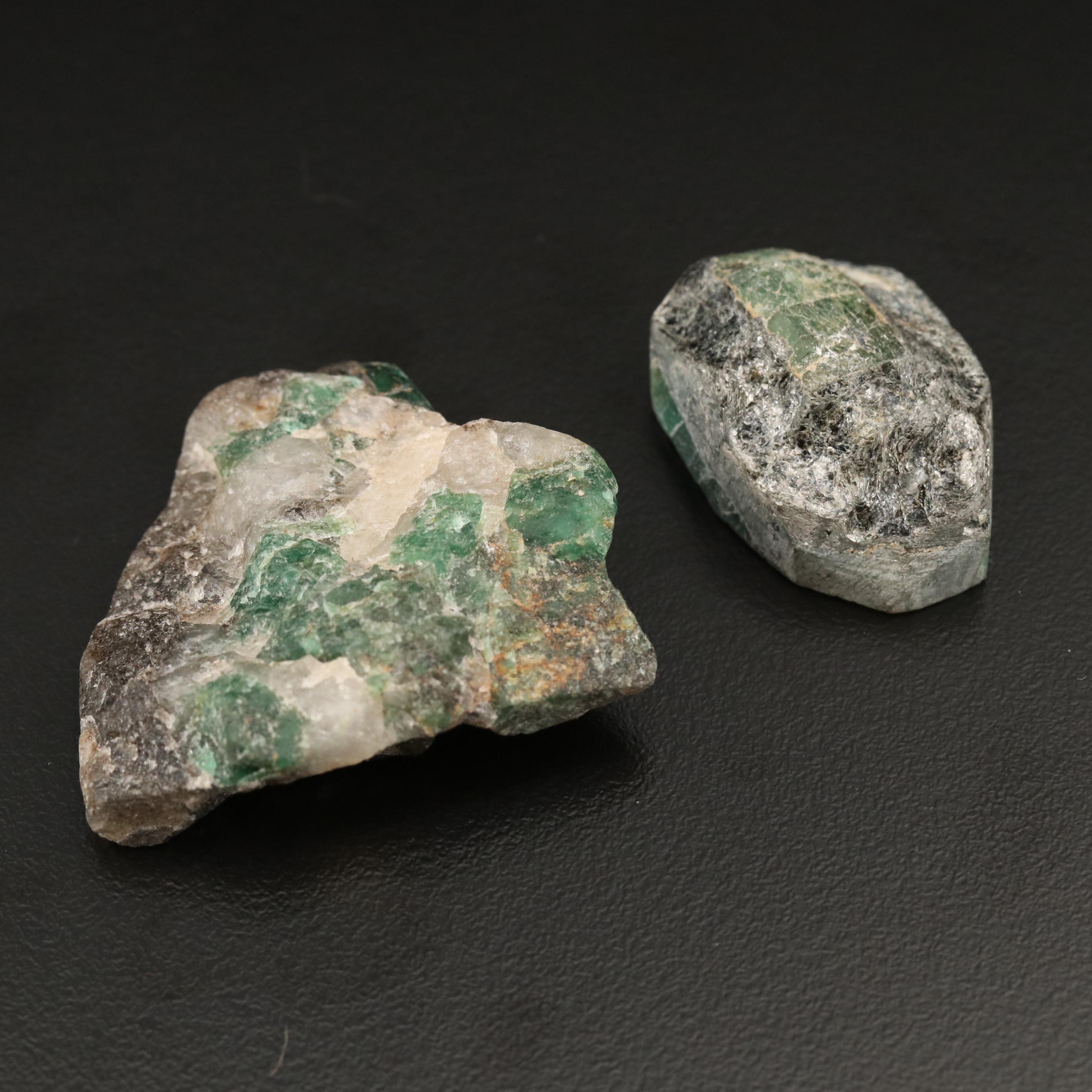 143.77 CTW Rough Cut Emeralds