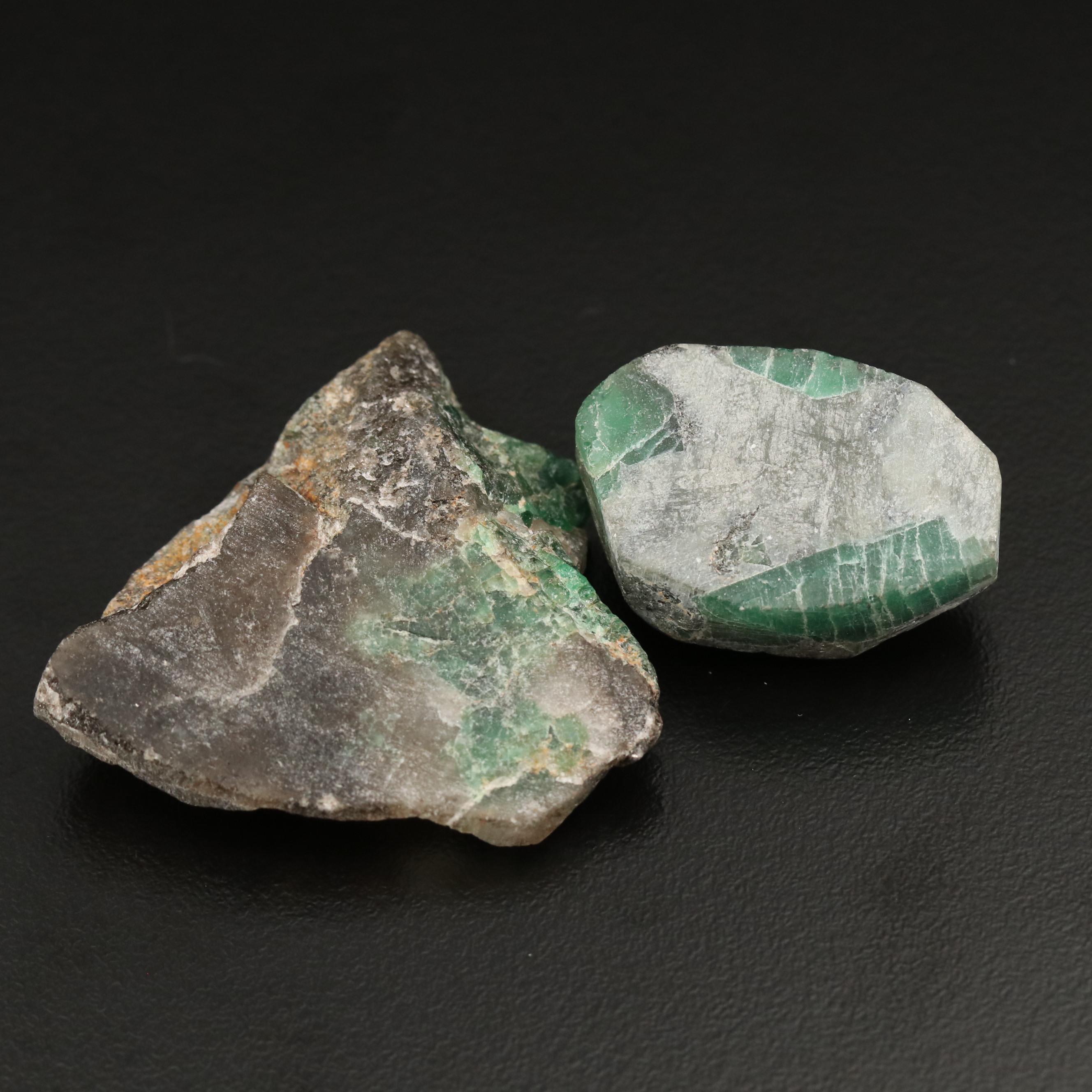 143.77 CTW Rough Cut Emeralds