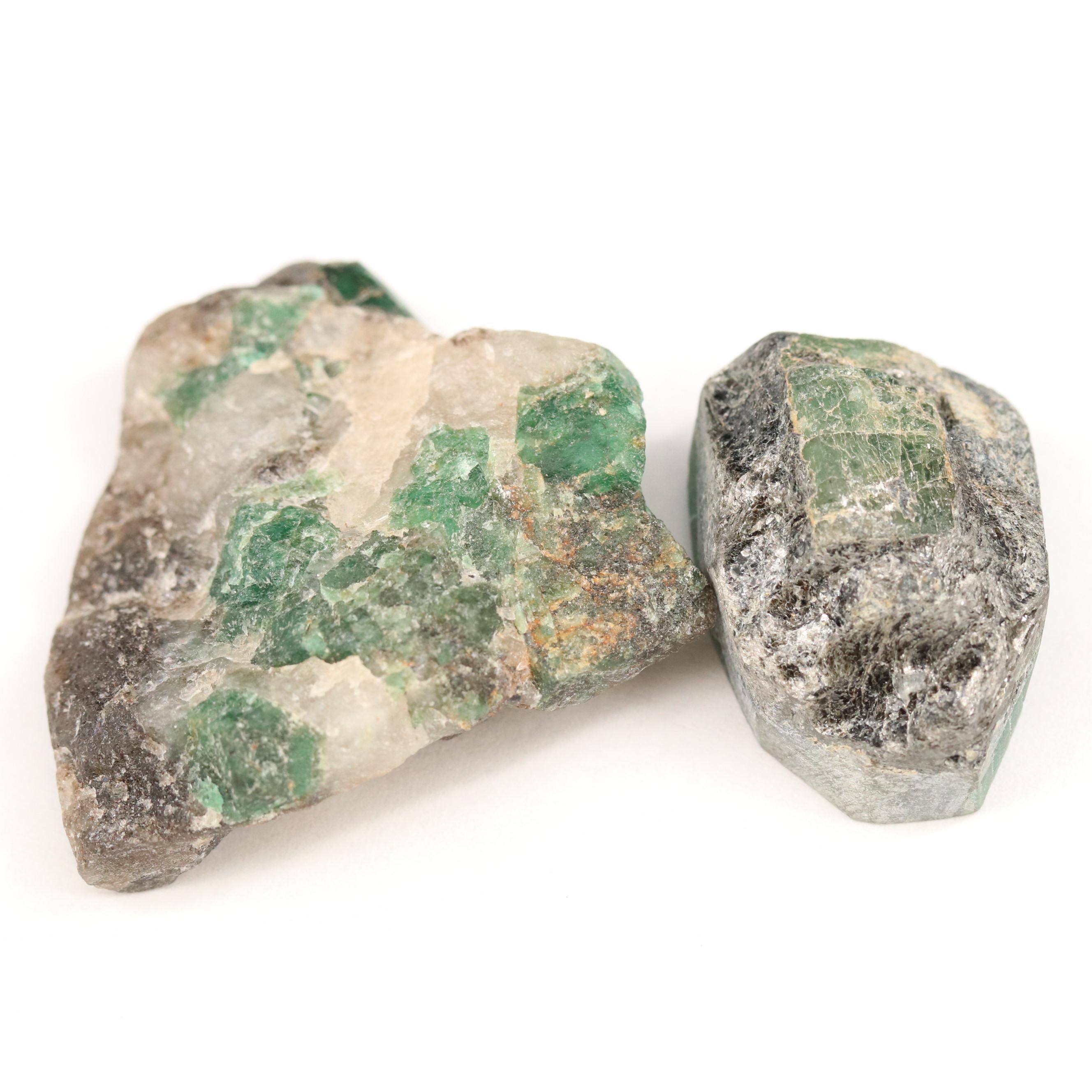 143.77 CTW Rough Cut Emeralds