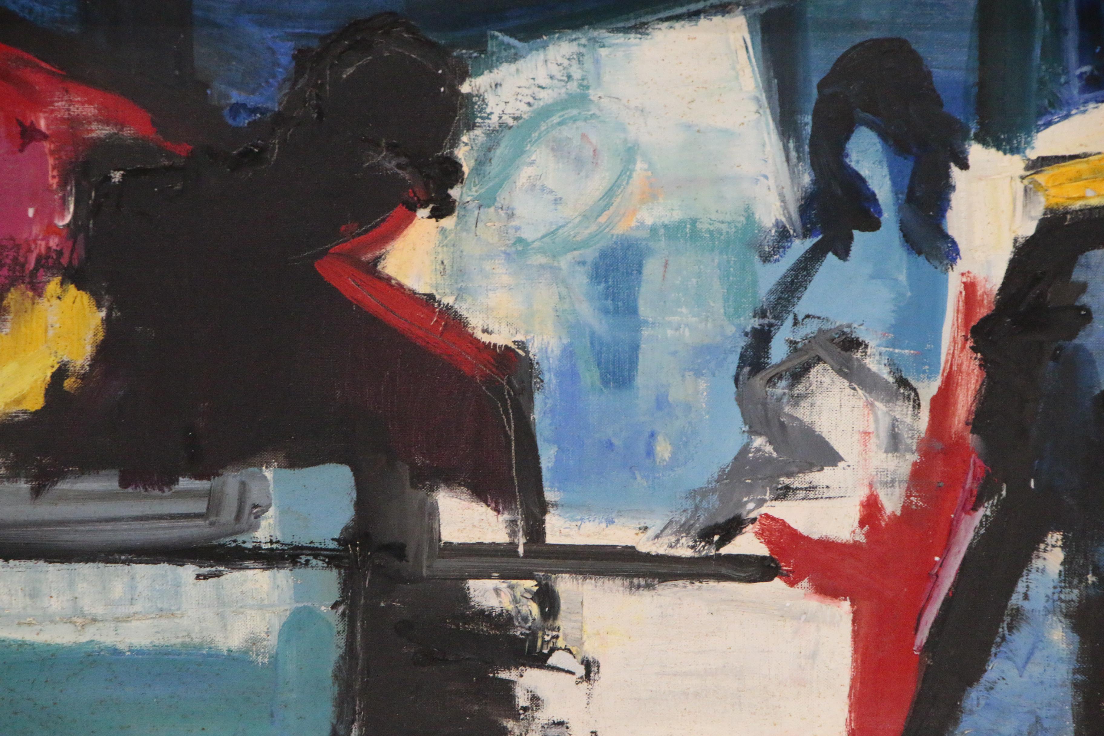 Renee Foucault Abstract Expressionist Oil Painting, Mid 20th Century