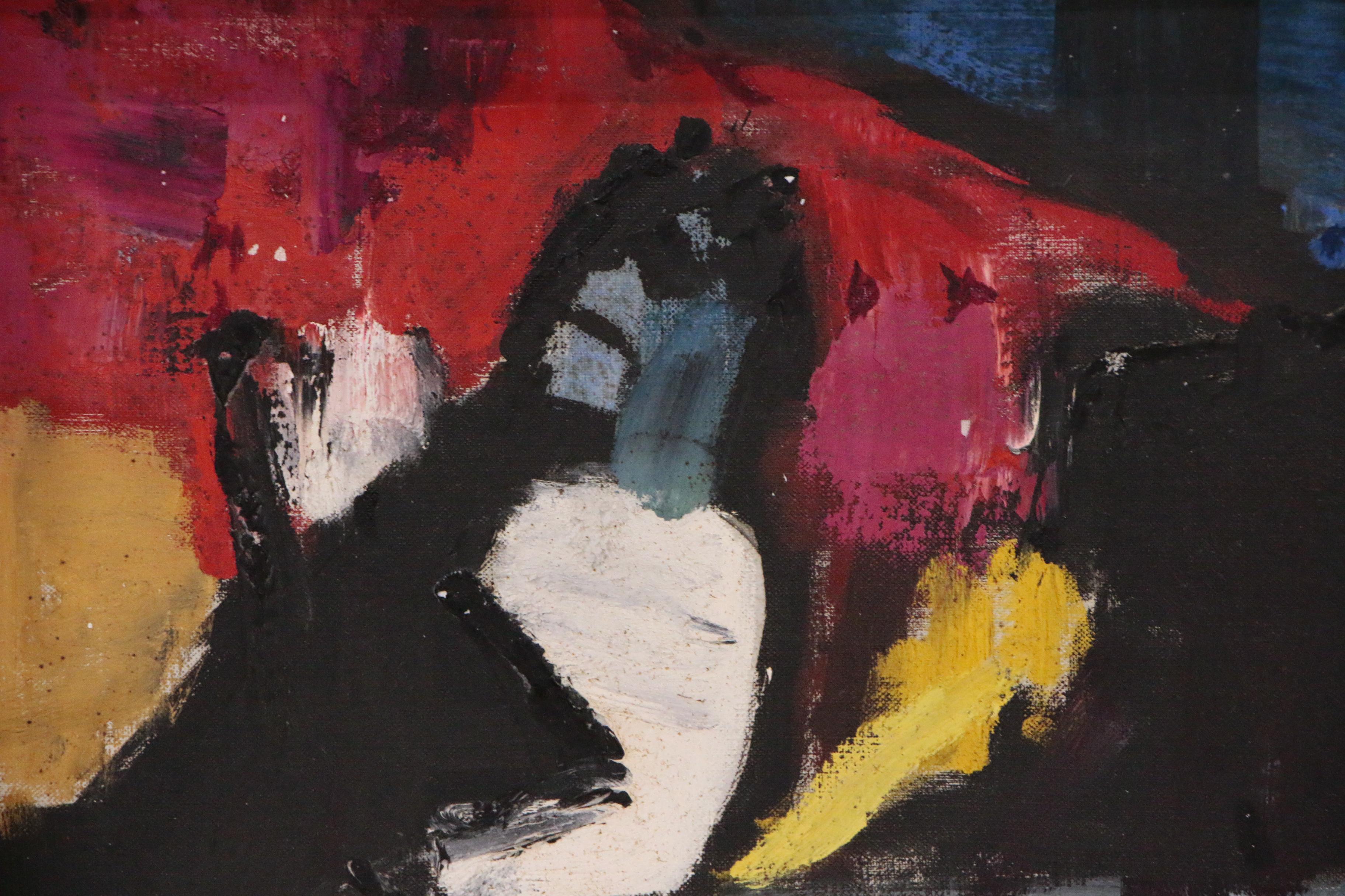 Renee Foucault Abstract Expressionist Oil Painting, Mid 20th Century