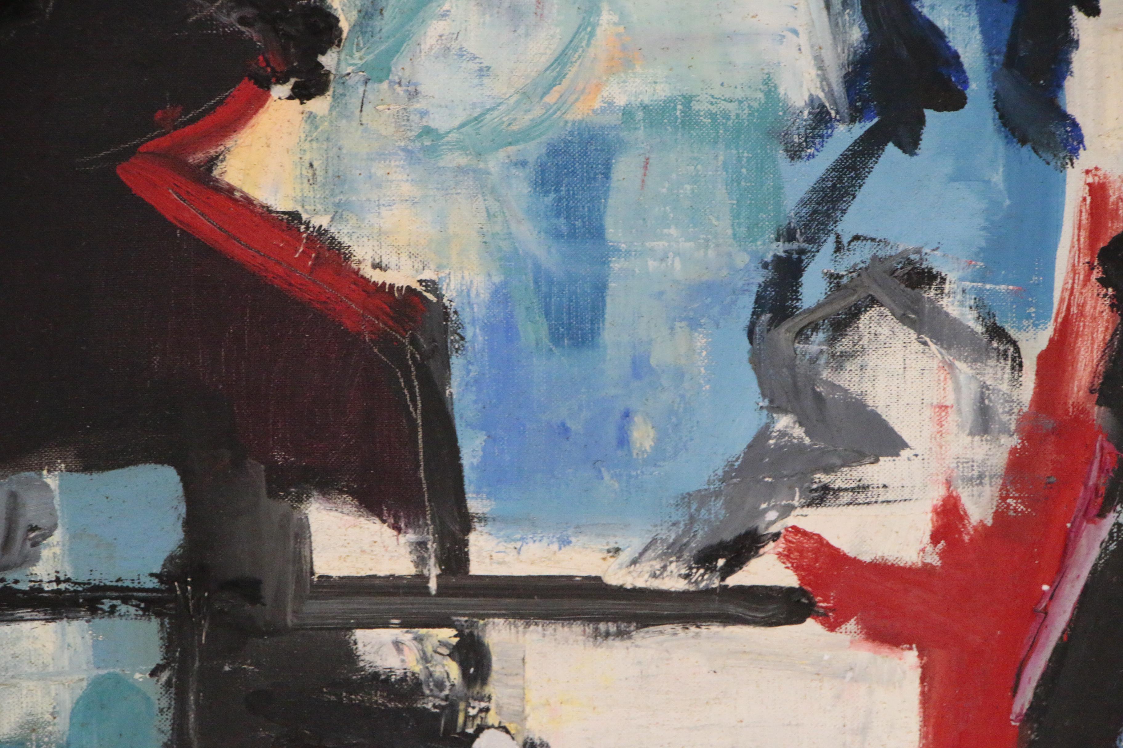 Renee Foucault Abstract Expressionist Oil Painting, Mid 20th Century