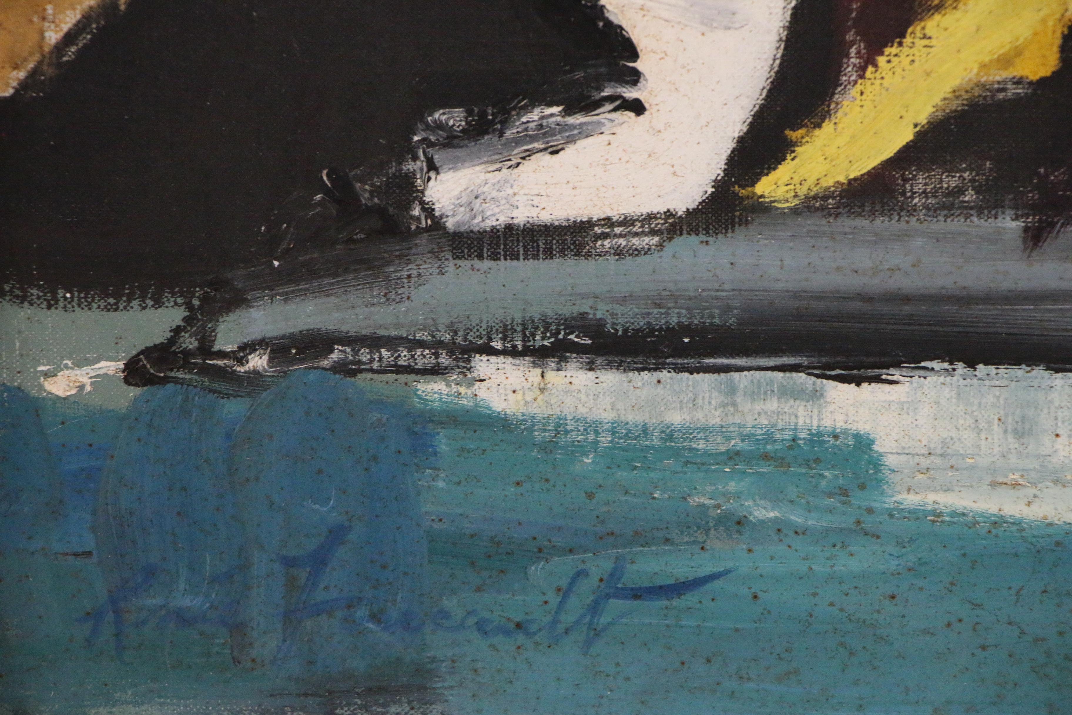 Renee Foucault Abstract Expressionist Oil Painting, Mid 20th Century
