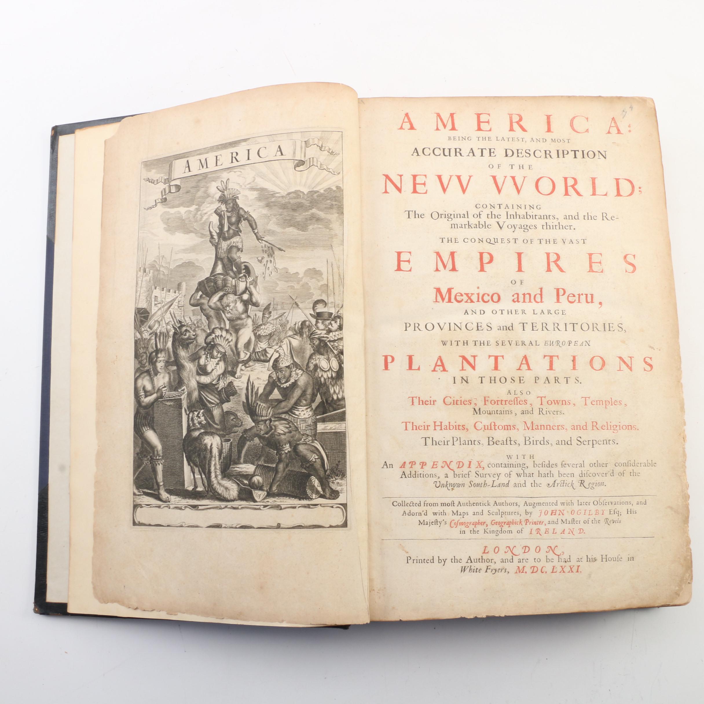 "America" Book with Illustrated Maps by John Ogilby, 1671