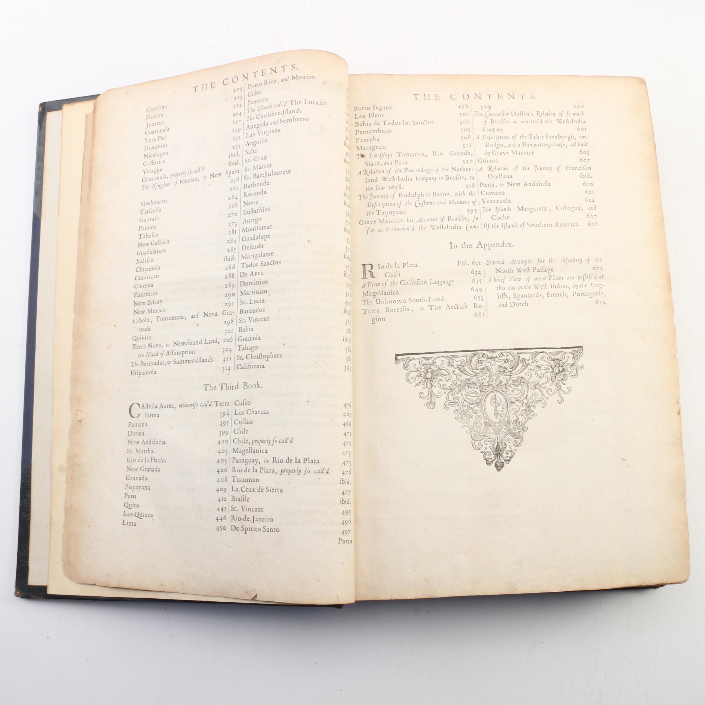 "America" Book with Illustrated Maps by John Ogilby, 1671