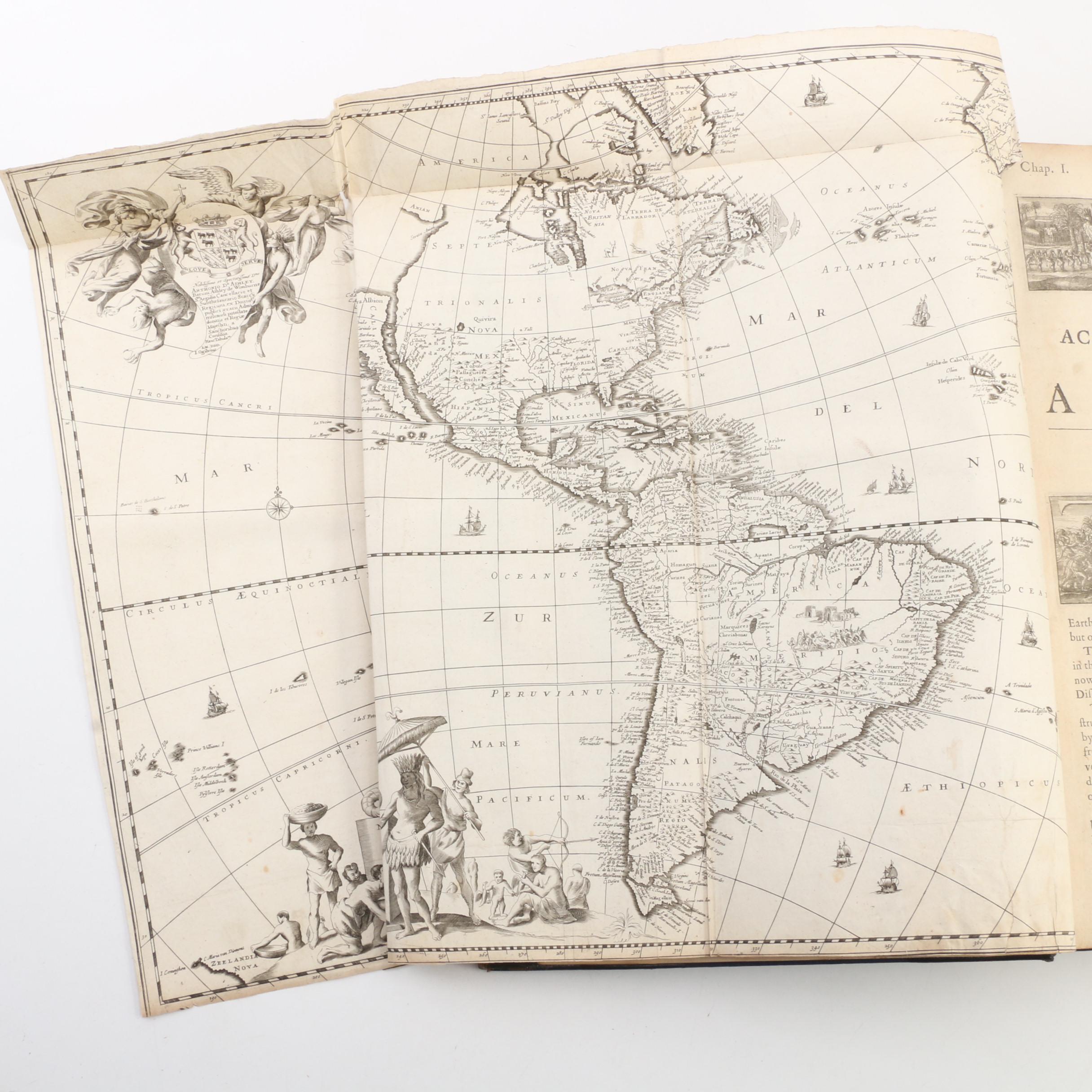"America" Book with Illustrated Maps by John Ogilby, 1671