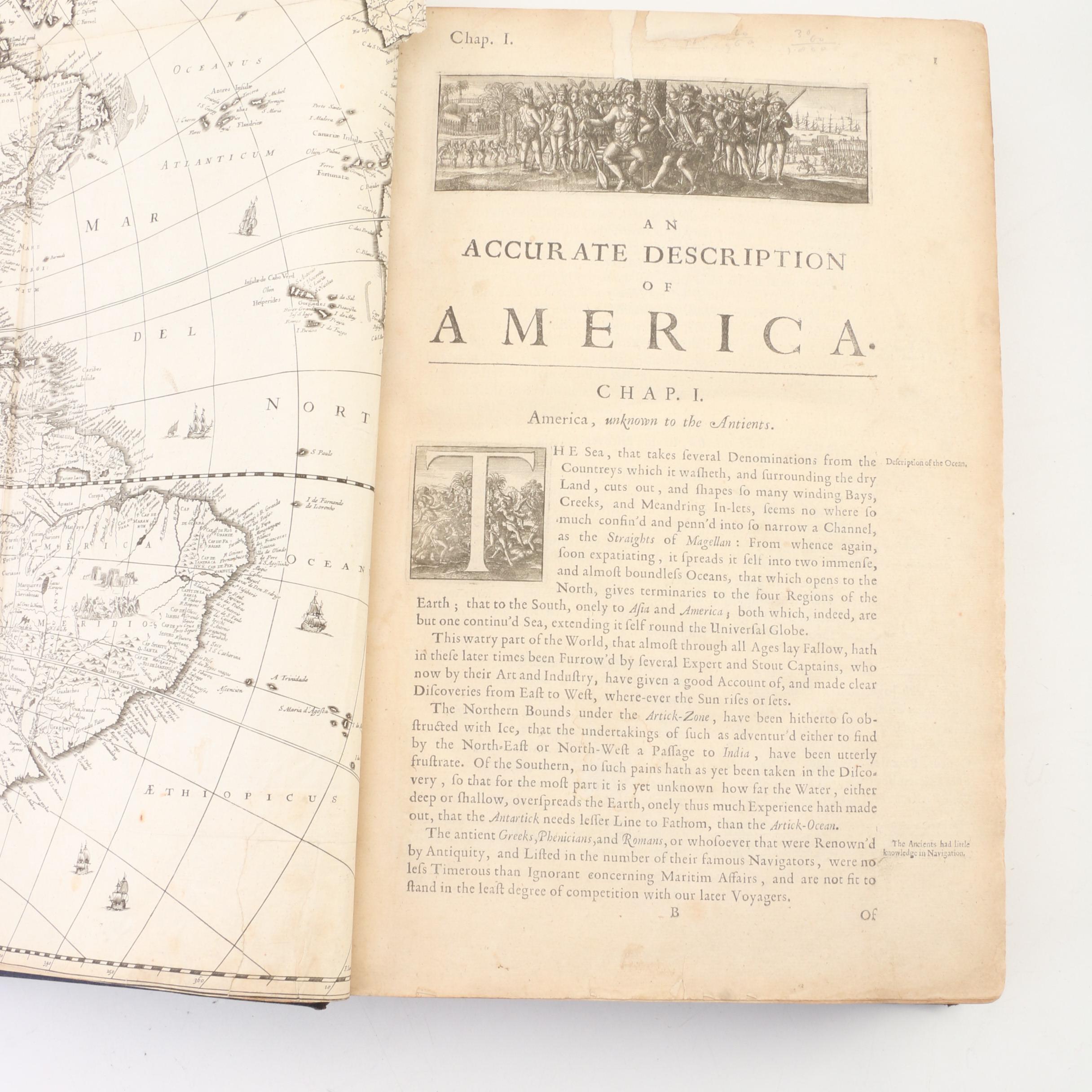 "America" Book with Illustrated Maps by John Ogilby, 1671