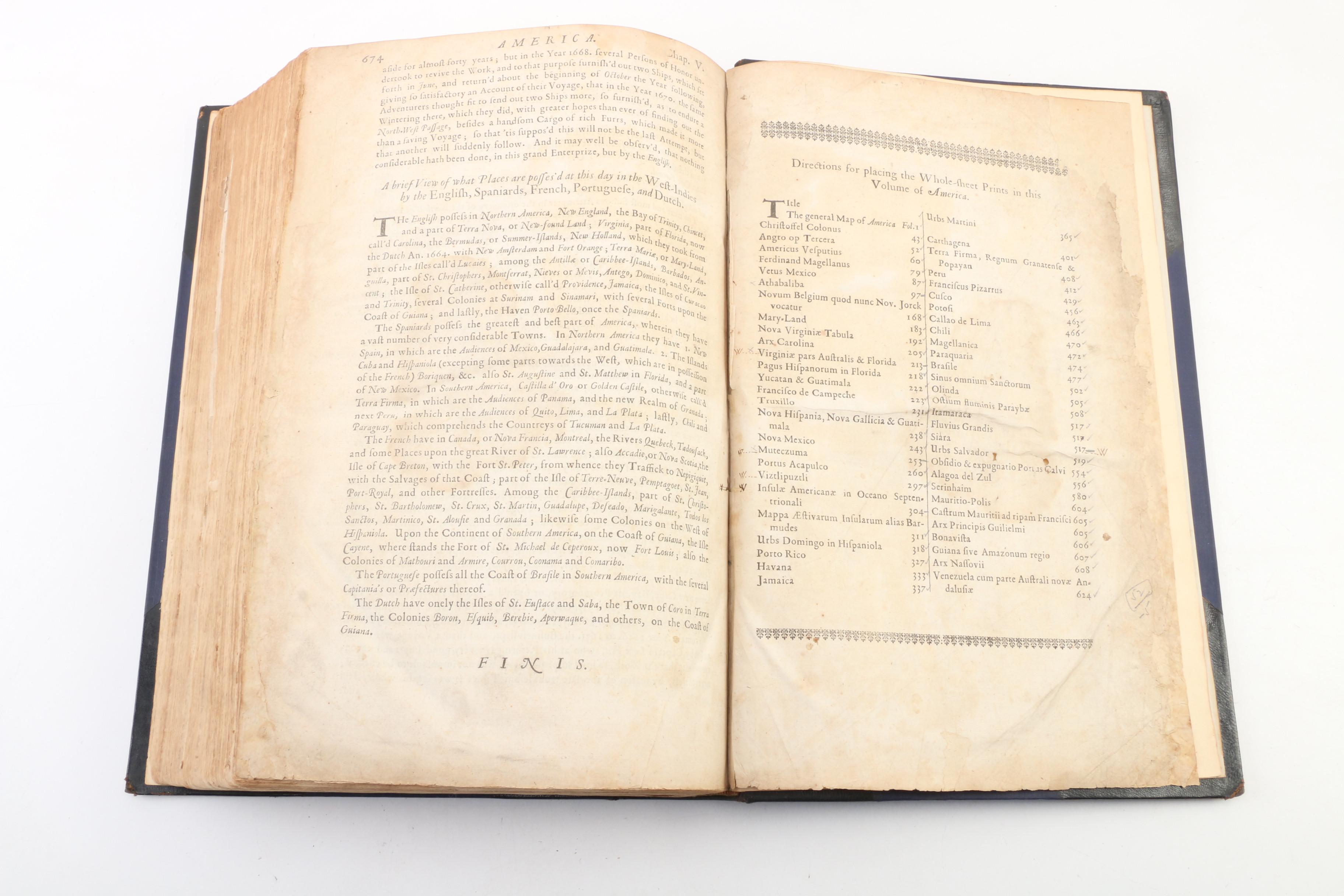 "America" Book with Illustrated Maps by John Ogilby, 1671