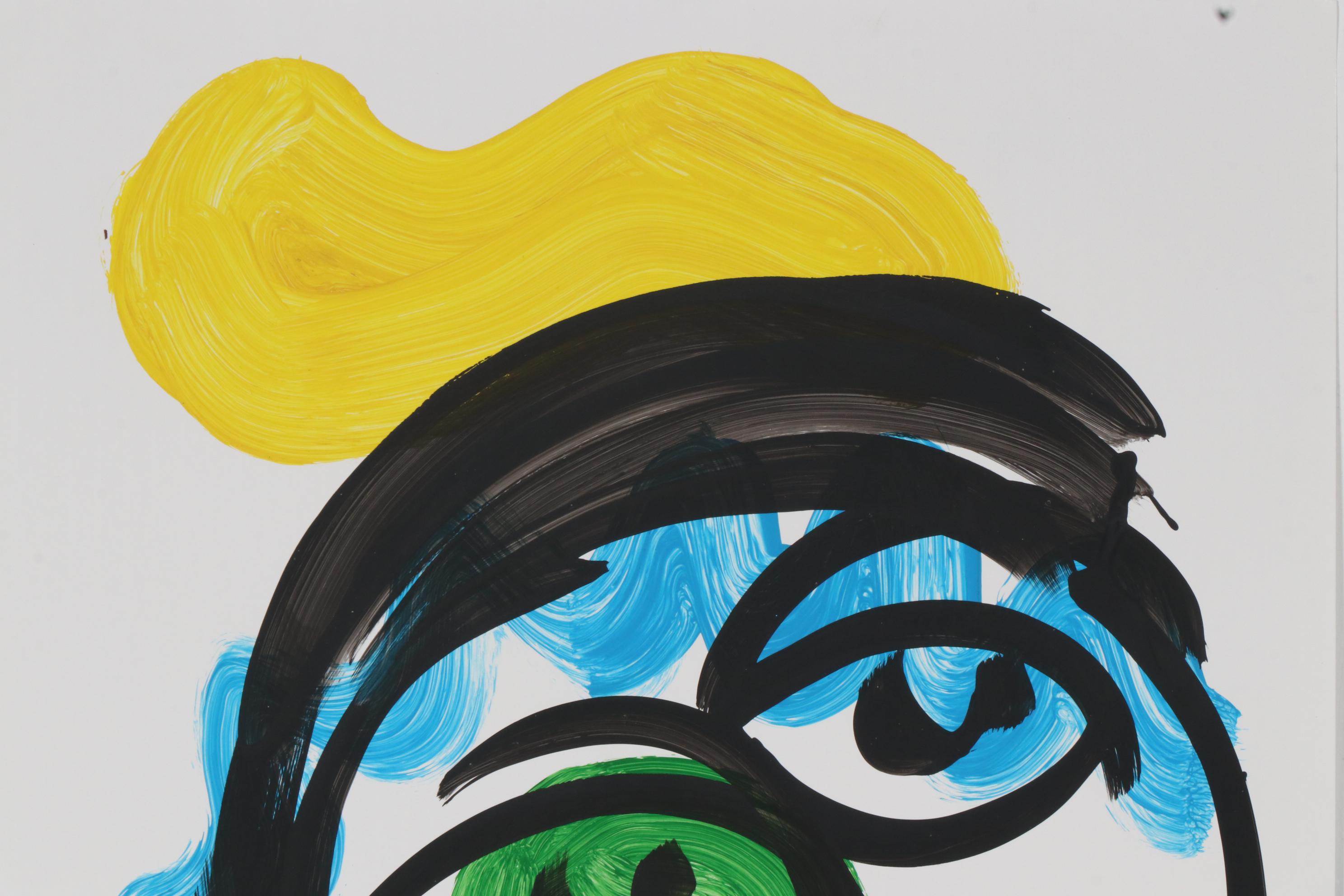 Peter Keil Abstract Portrait Acrylic Painting, Late 20th Century