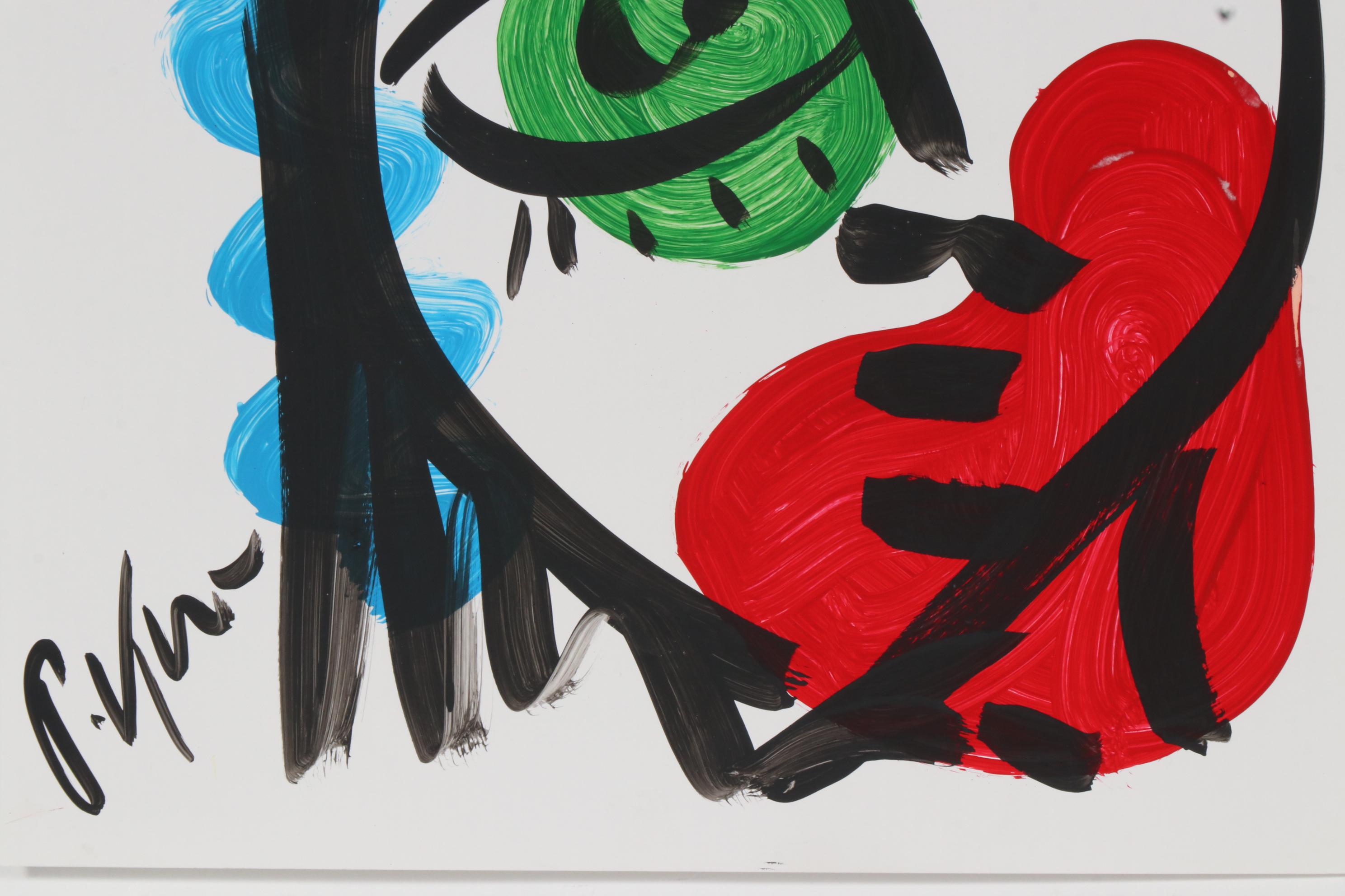 Peter Keil Abstract Portrait Acrylic Painting, Late 20th Century