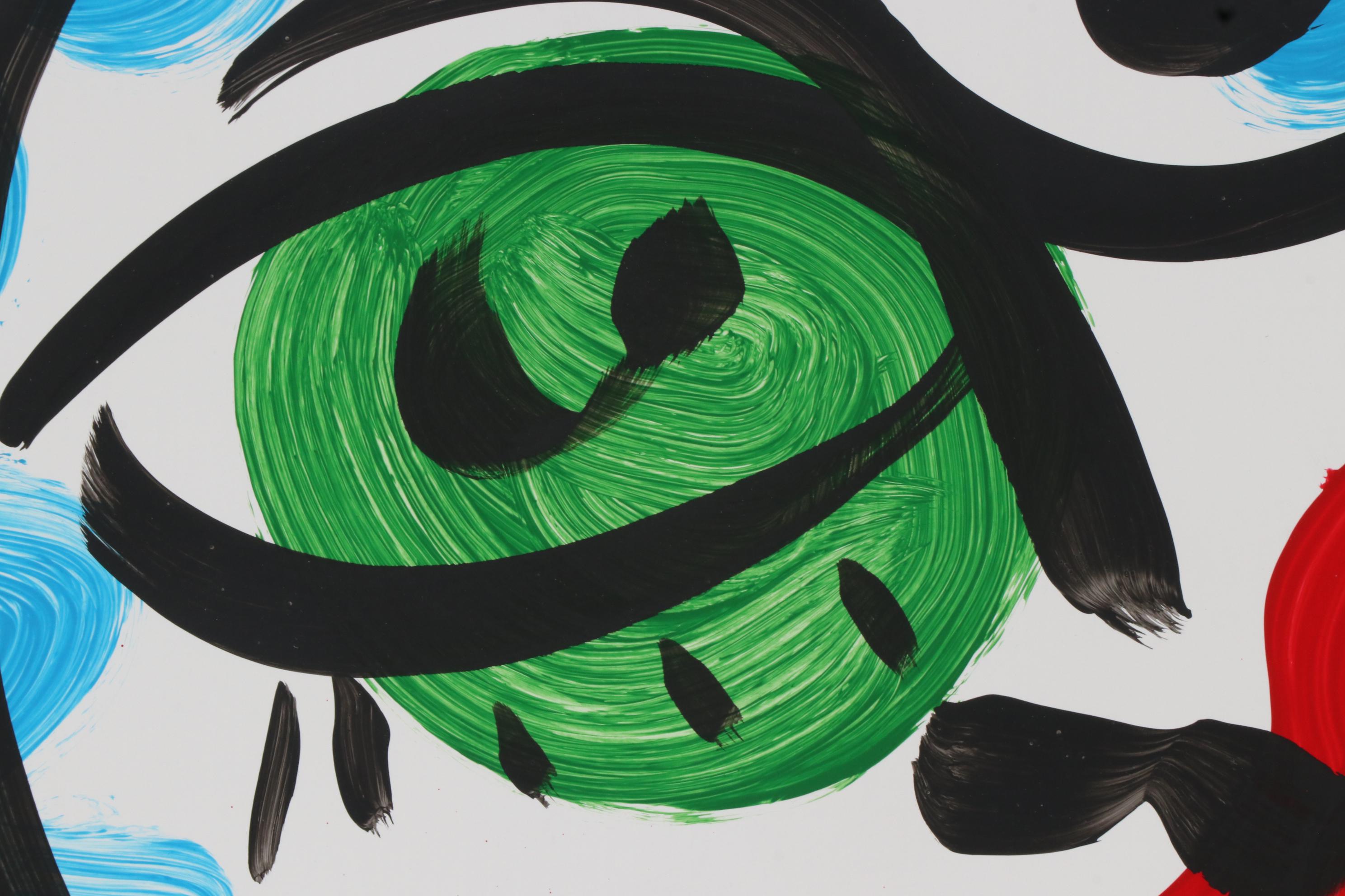 Peter Keil Abstract Portrait Acrylic Painting, Late 20th Century