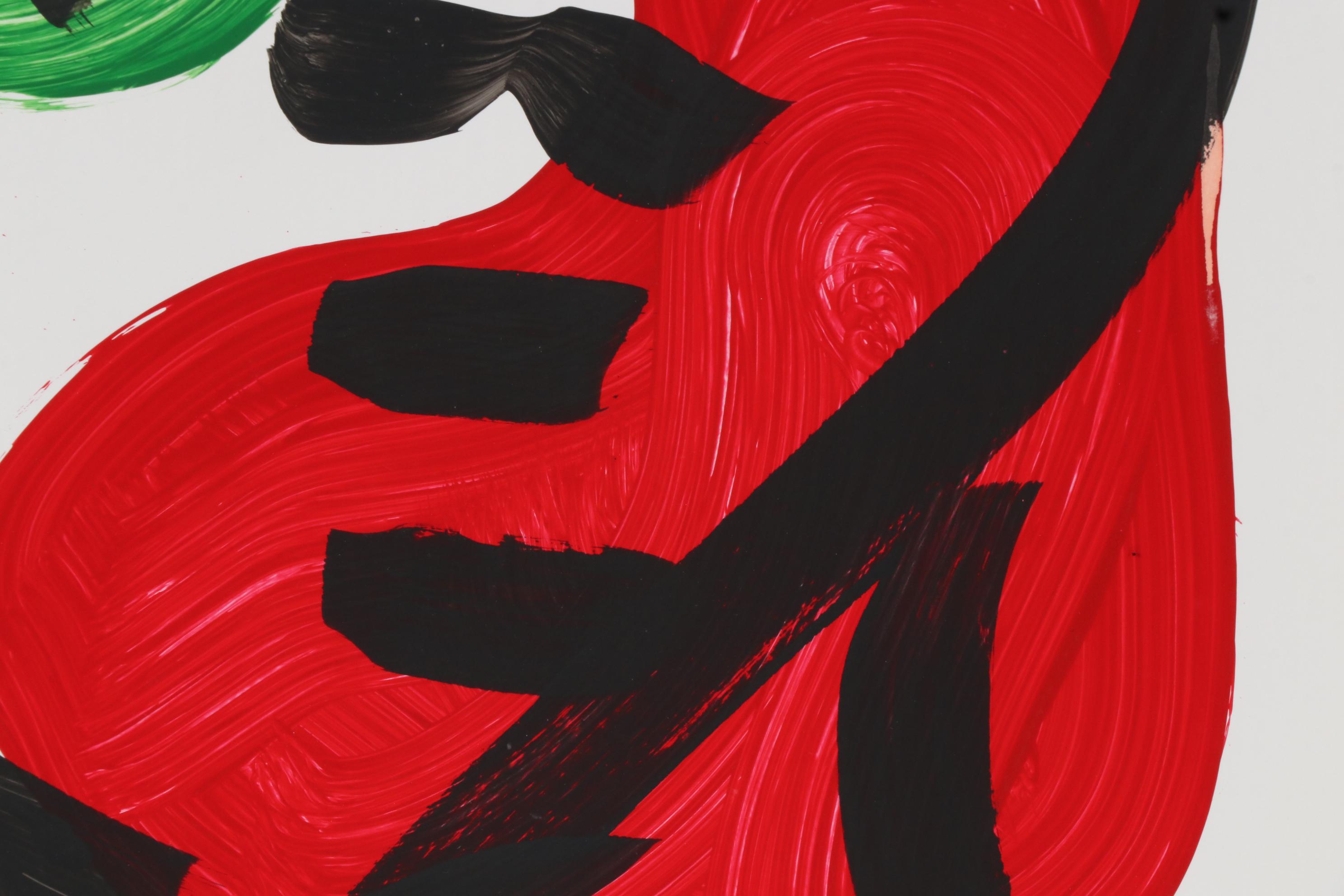 Peter Keil Abstract Portrait Acrylic Painting, Late 20th Century