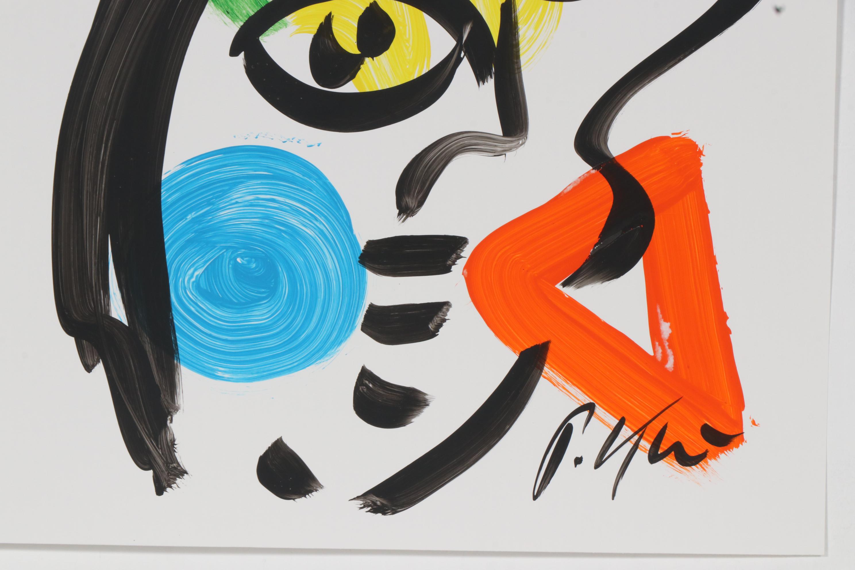 Peter Keil Abstract Portrait Acrylic Painting, Late 20th Century