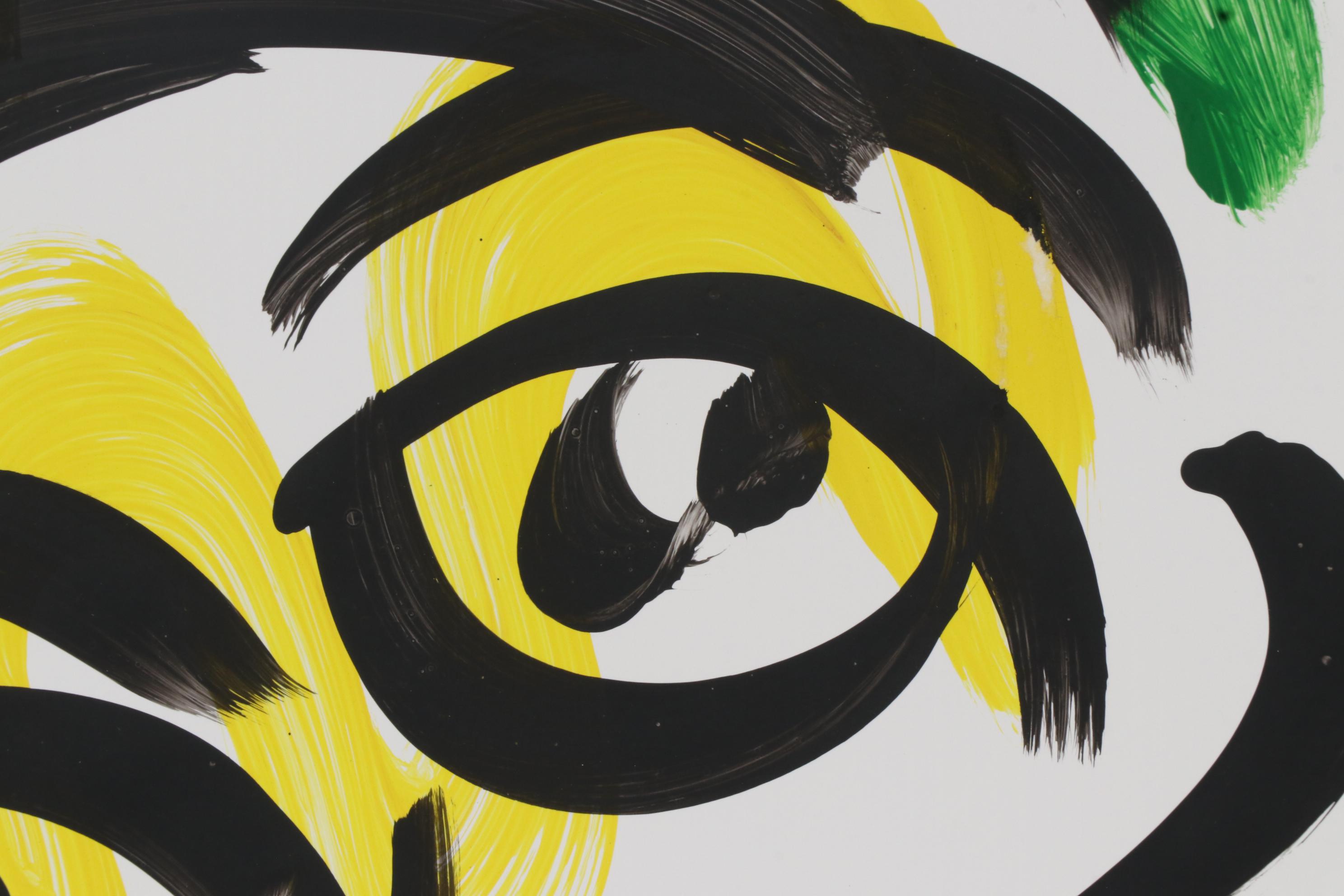 Peter Keil Abstract Portrait Acrylic Painting, Late 20th Century